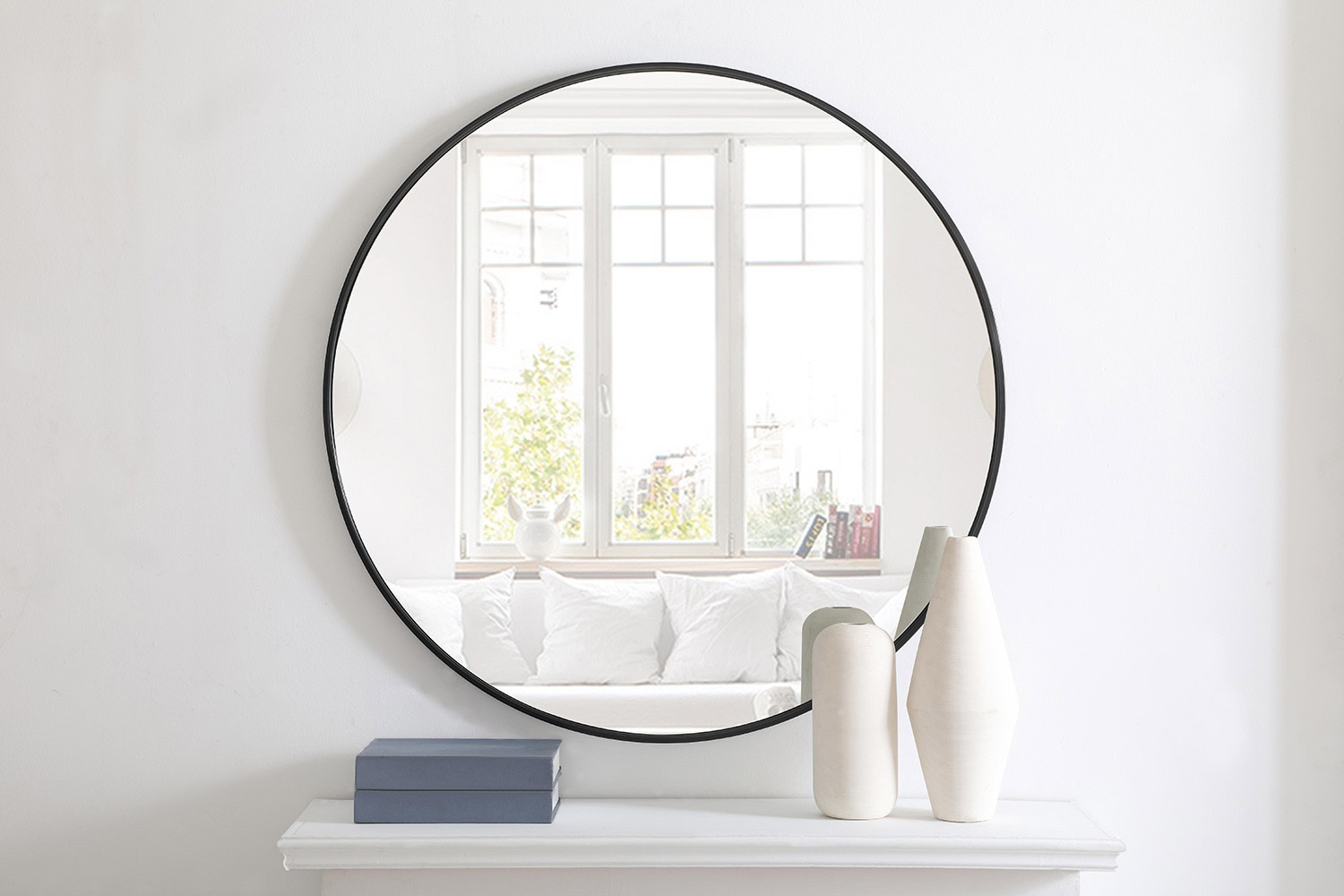 Elegant Wall Mirror - Black, L 36" (MR4041BK)