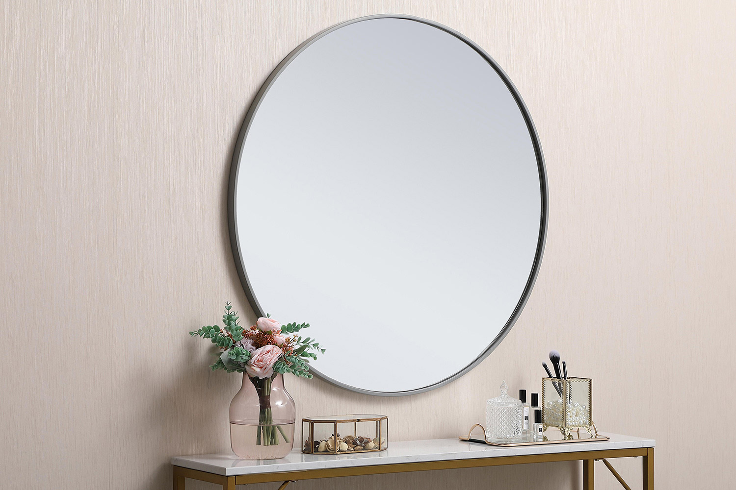 Elegant Wall Mirror - Gray, L 36" (MR4041GR)