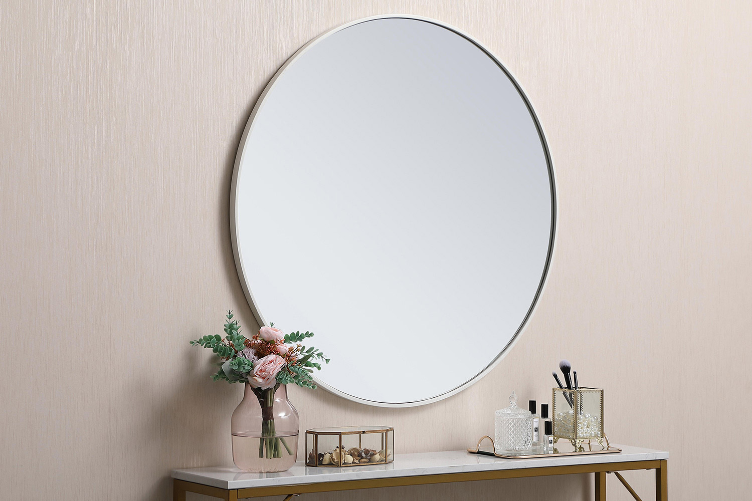 Elegant Wall Mirror - White, L 36" (MR4041WH)