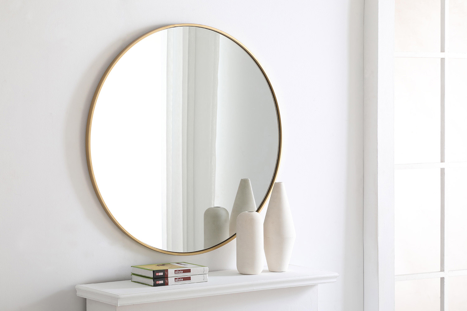 Elegant Wall Mirror - Brass, L 36" (MR4042BR)