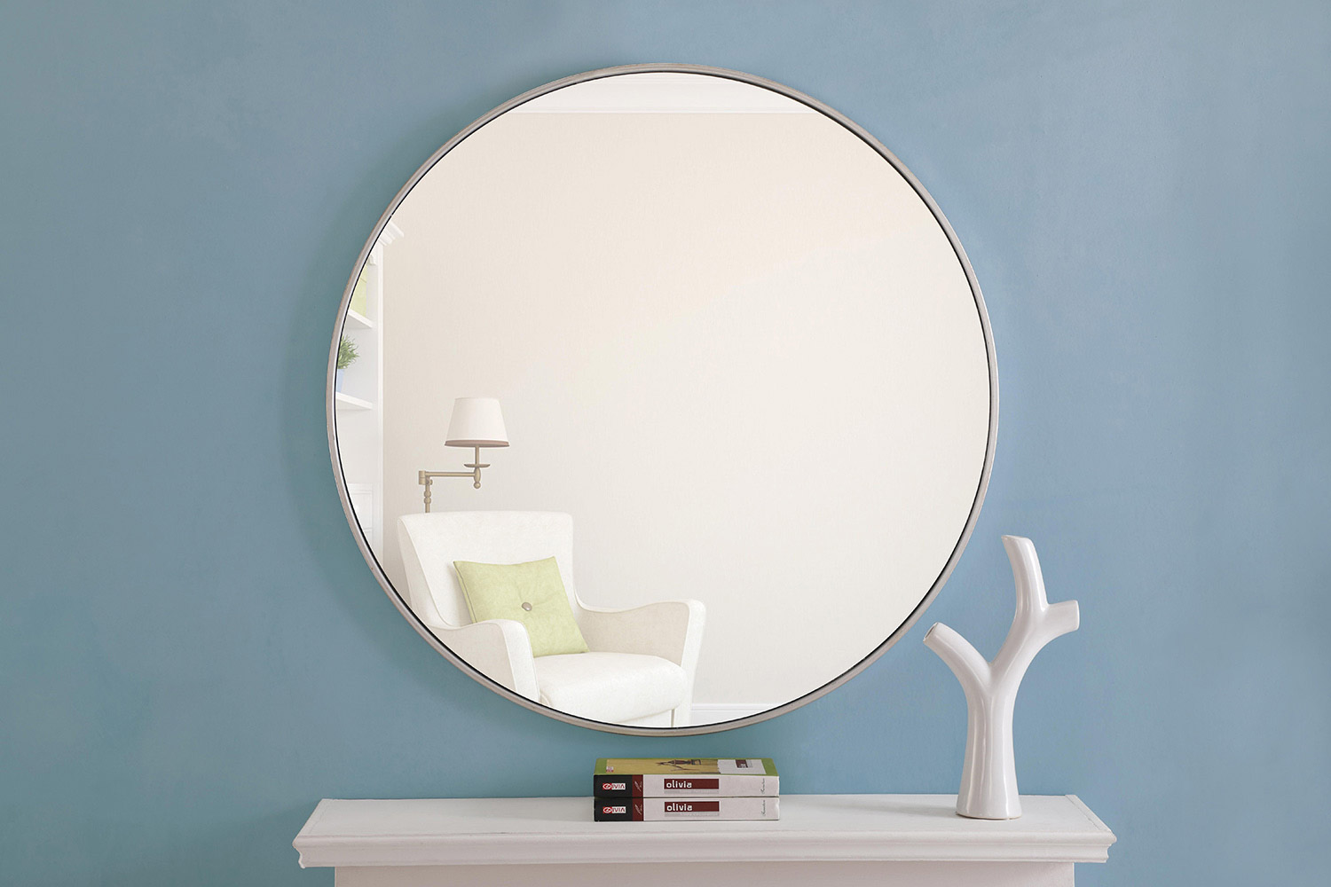 Elegant Wall Mirror - Silver, L 36" (MR4043S)