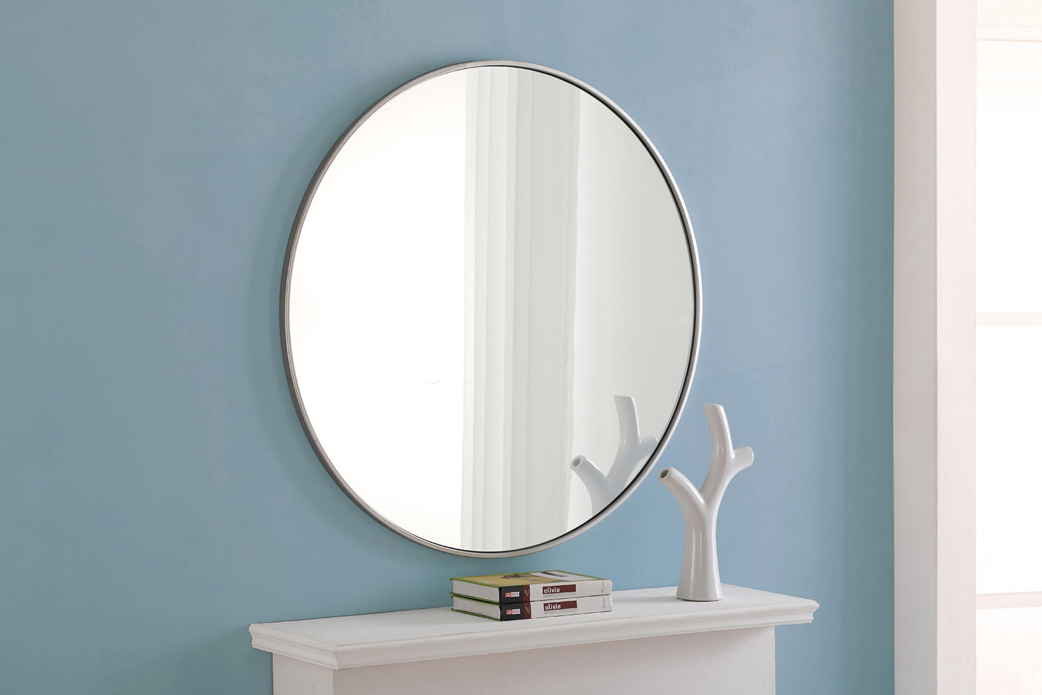 Elegant Wall Mirror - Silver, L 36" (MR4043S)