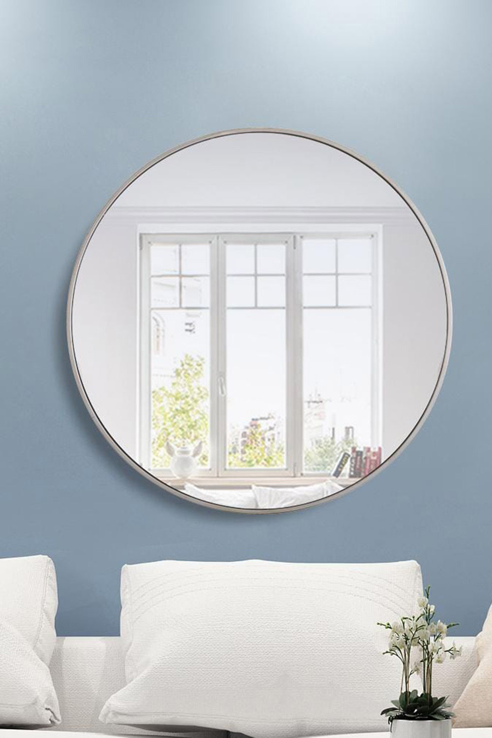 Elegant Wall Mirror - Silver, L 36" (MR4043S)