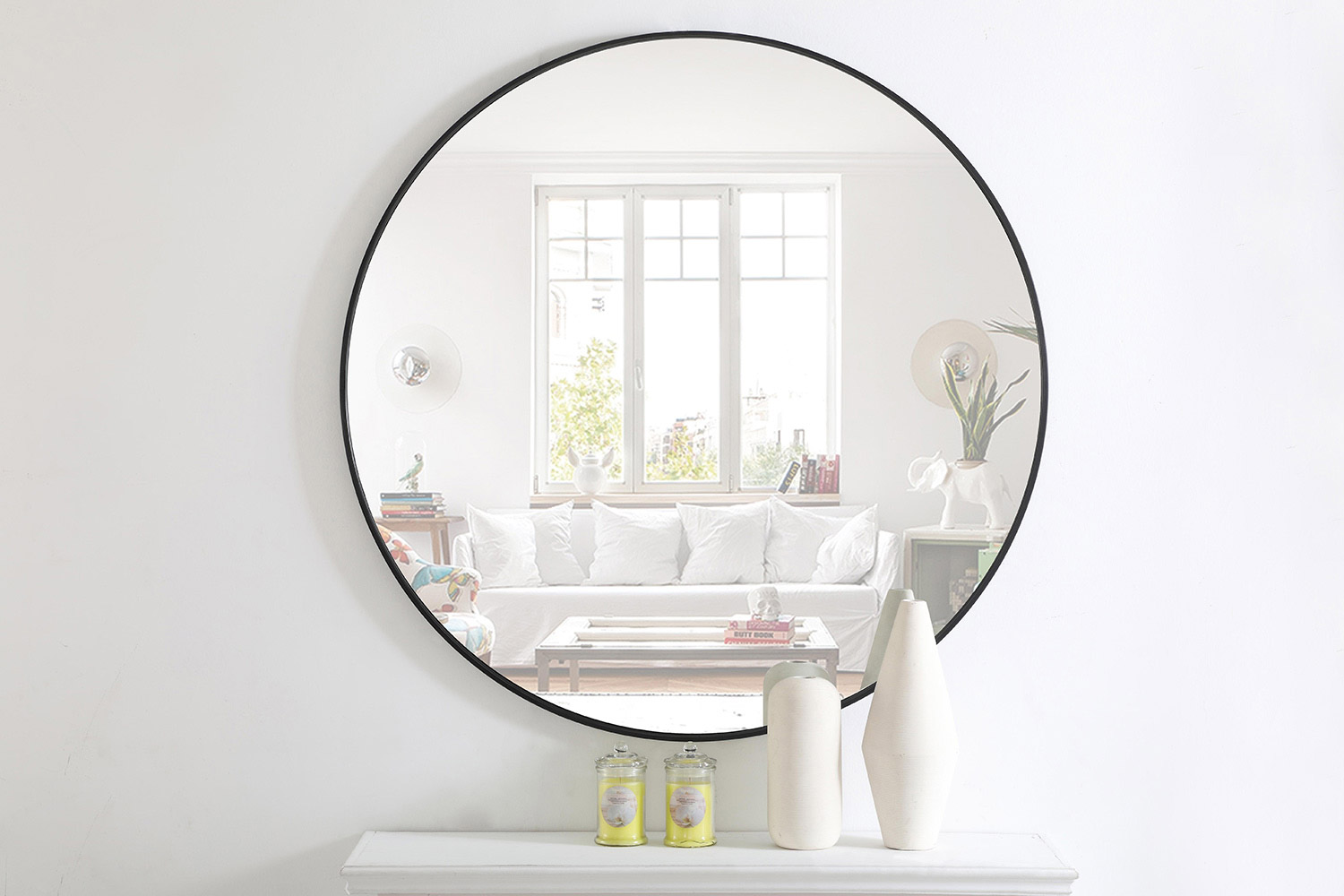 Elegant Wall Mirror - Black, L 42" (MR4044BK)