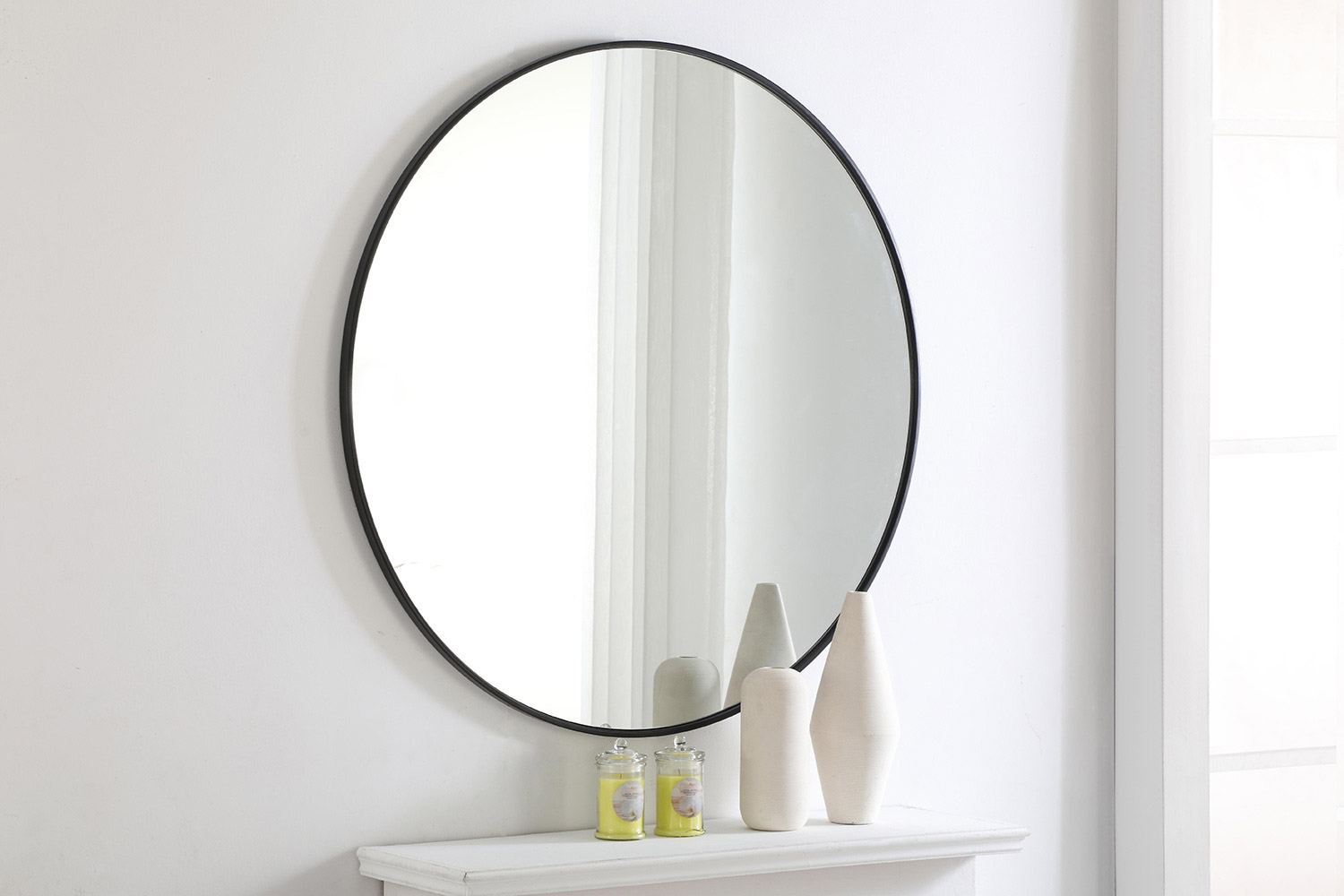 Elegant Wall Mirror - Black, L 42" (MR4044BK)