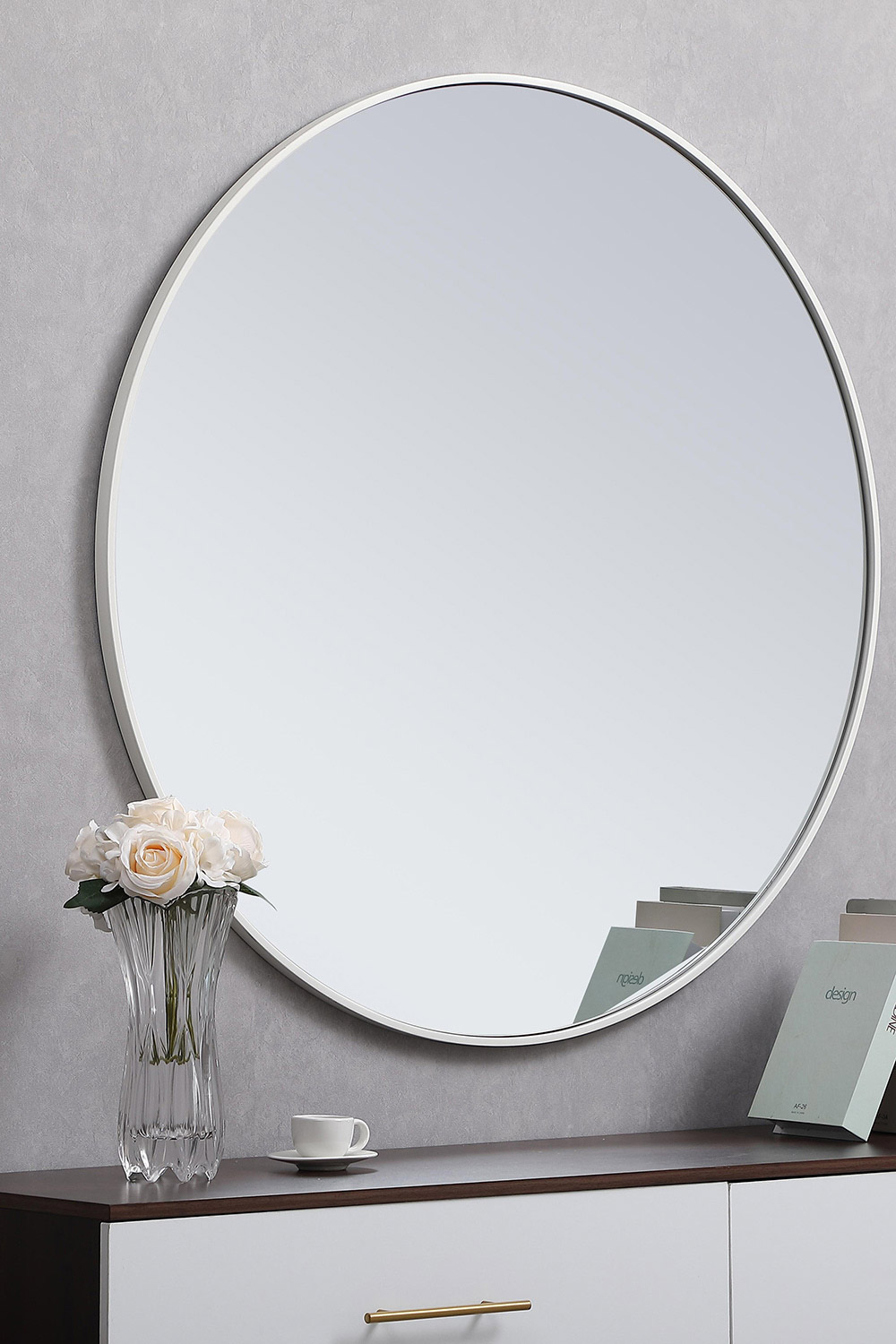 Elegant Wall Mirror - White, L 42" (MR4044WH)