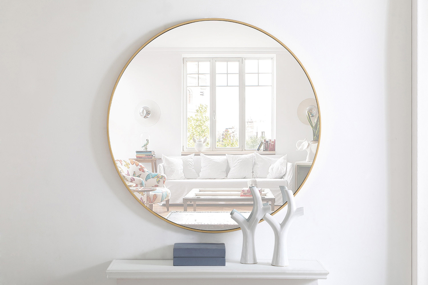 Elegant Wall Mirror - Brass, L 42" (MR4045BR)