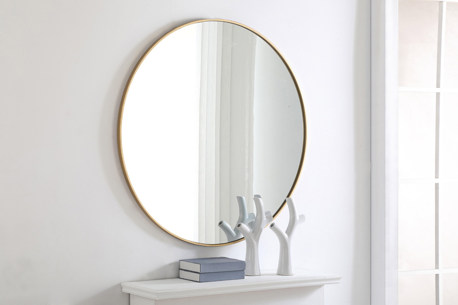 Elegant Wall Mirror - Brass, L 42" (MR4045BR)