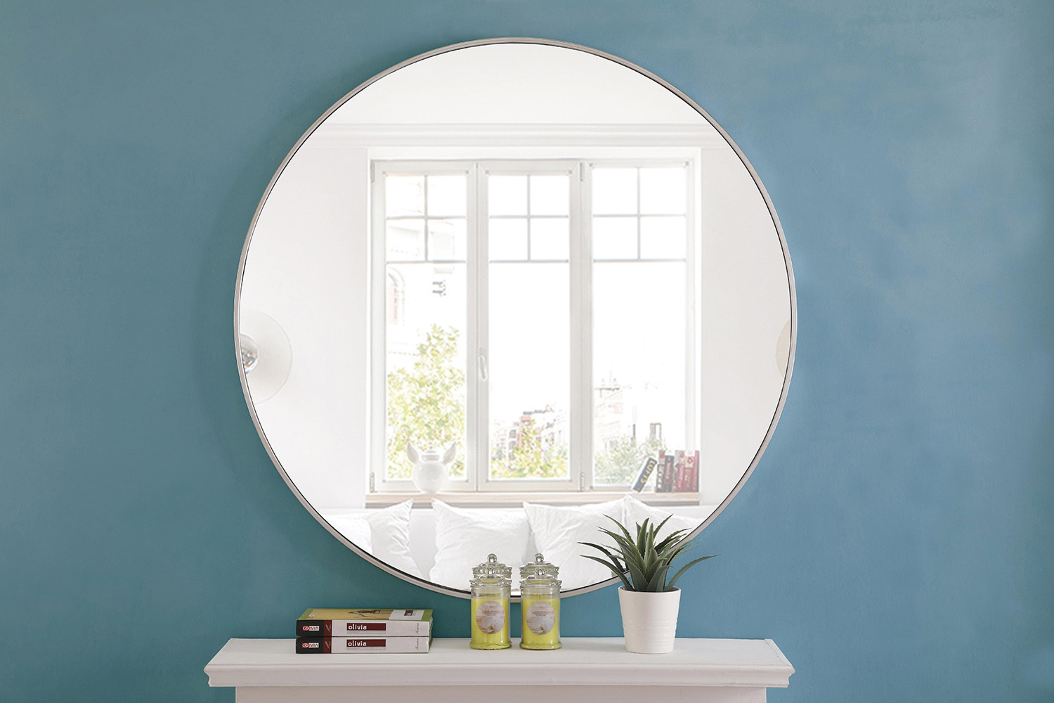 Elegant Wall Mirror - Silver, L 42" (MR4046S)