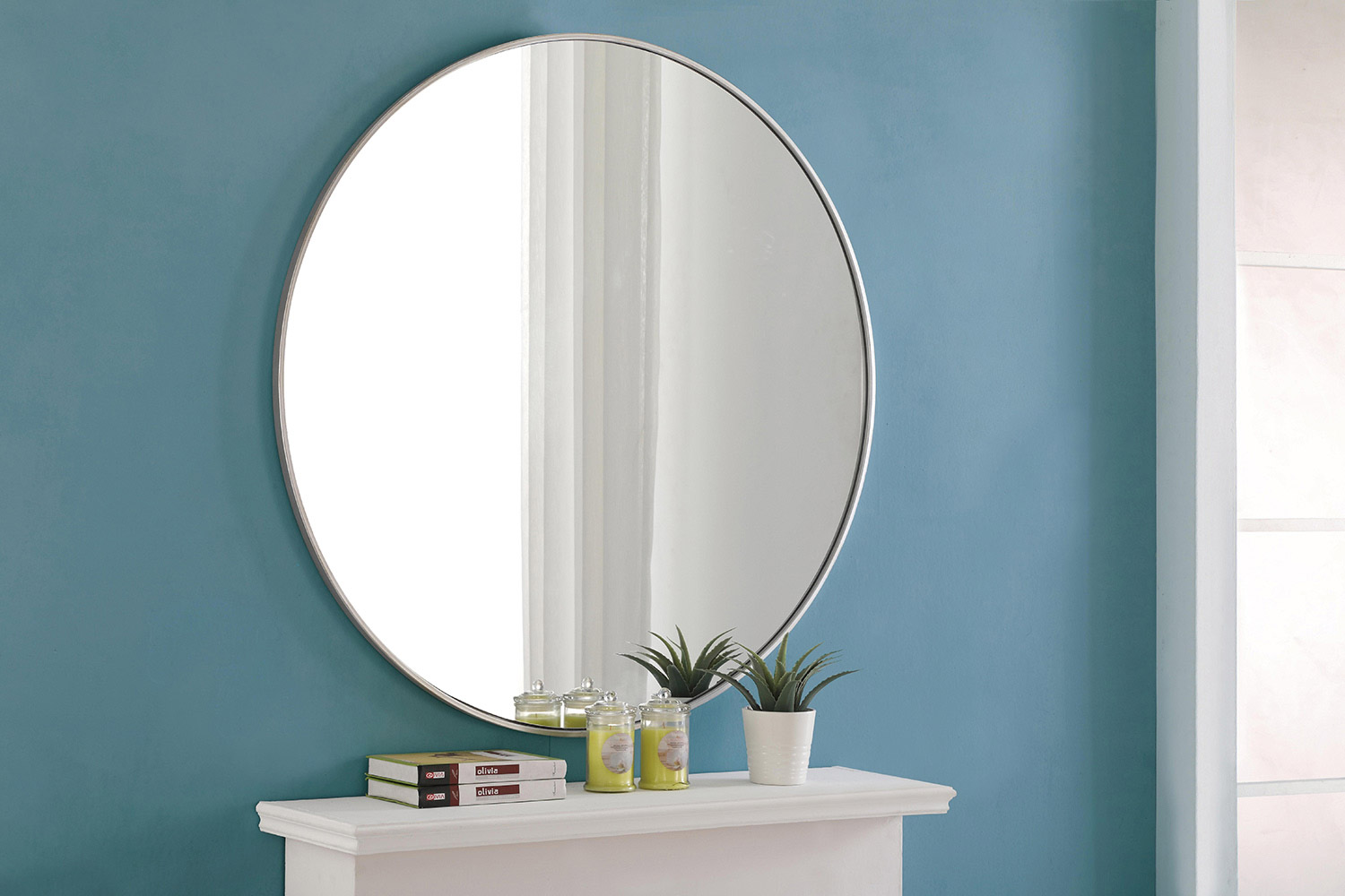 Elegant Wall Mirror - Silver, L 42" (MR4046S)