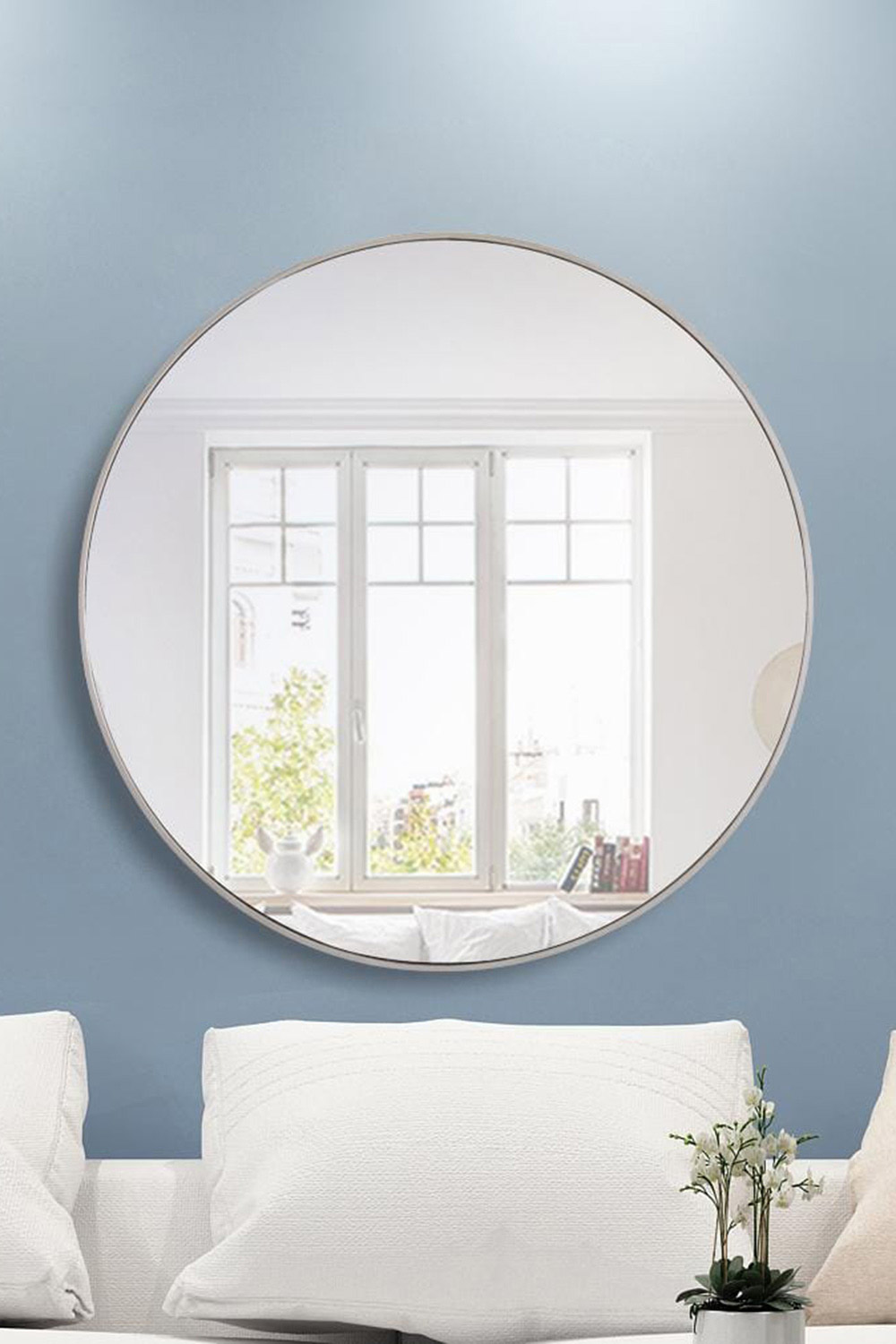 Elegant Wall Mirror - Silver, L 42" (MR4046S)