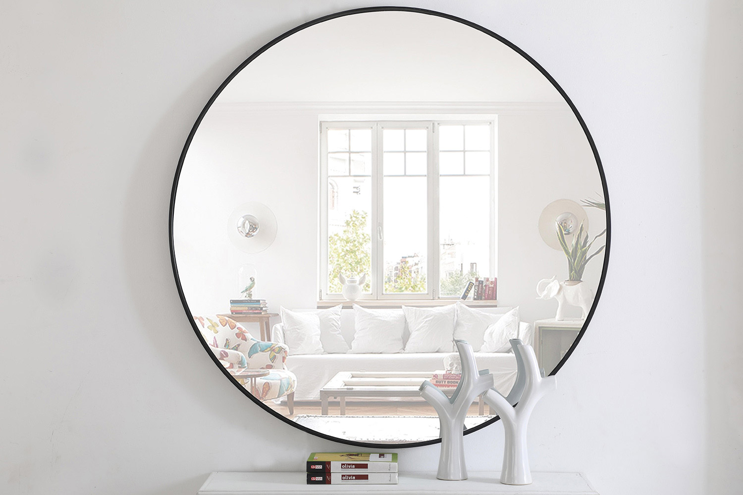 Elegant Wall Mirror - Black, L 48" (MR4047BK)