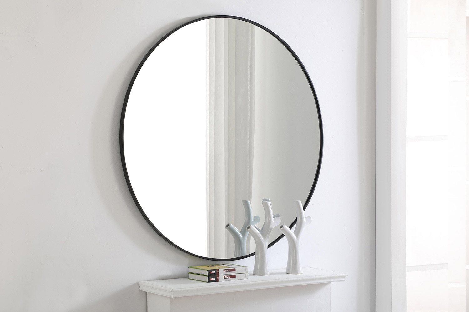 Elegant Wall Mirror - Black, L 48" (MR4047BK)