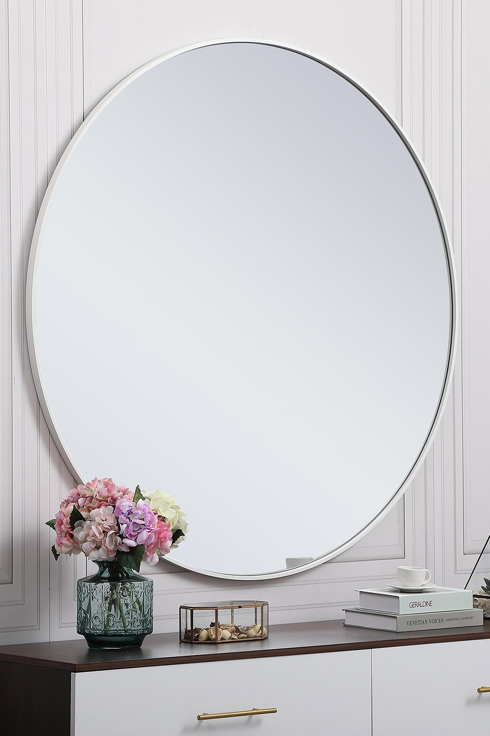 Elegant Wall Mirror - White, L 48" (MR4047WH)