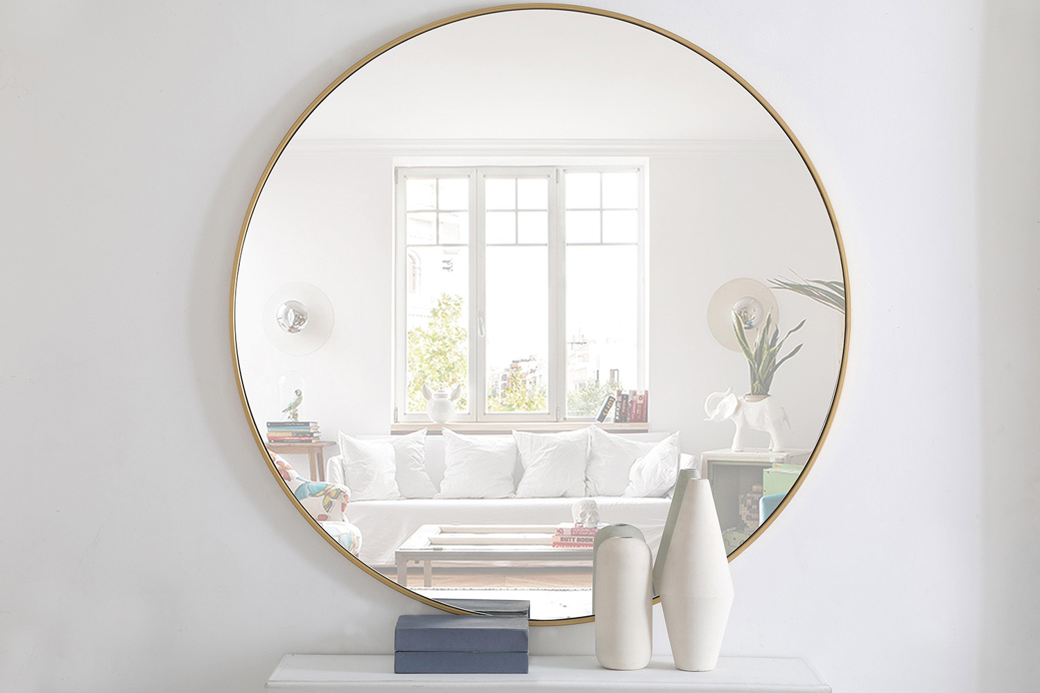 Elegant Wall Mirror - Brass, L 48" (MR4048BR)