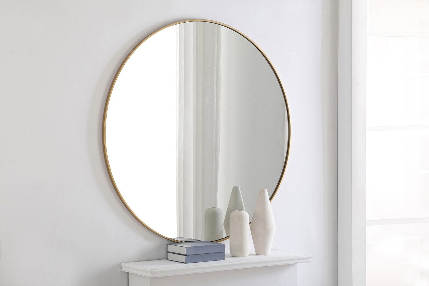 Elegant Wall Mirror - Brass, L 48" (MR4048BR)