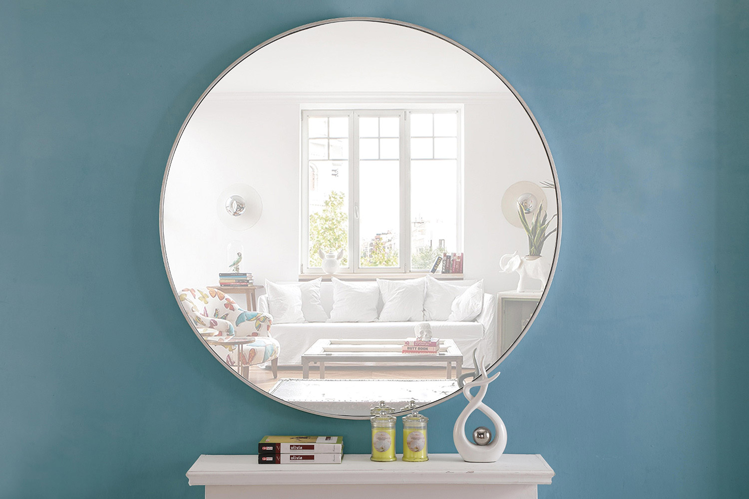 Elegant Wall Mirror - Silver, L 48" (MR4049S)