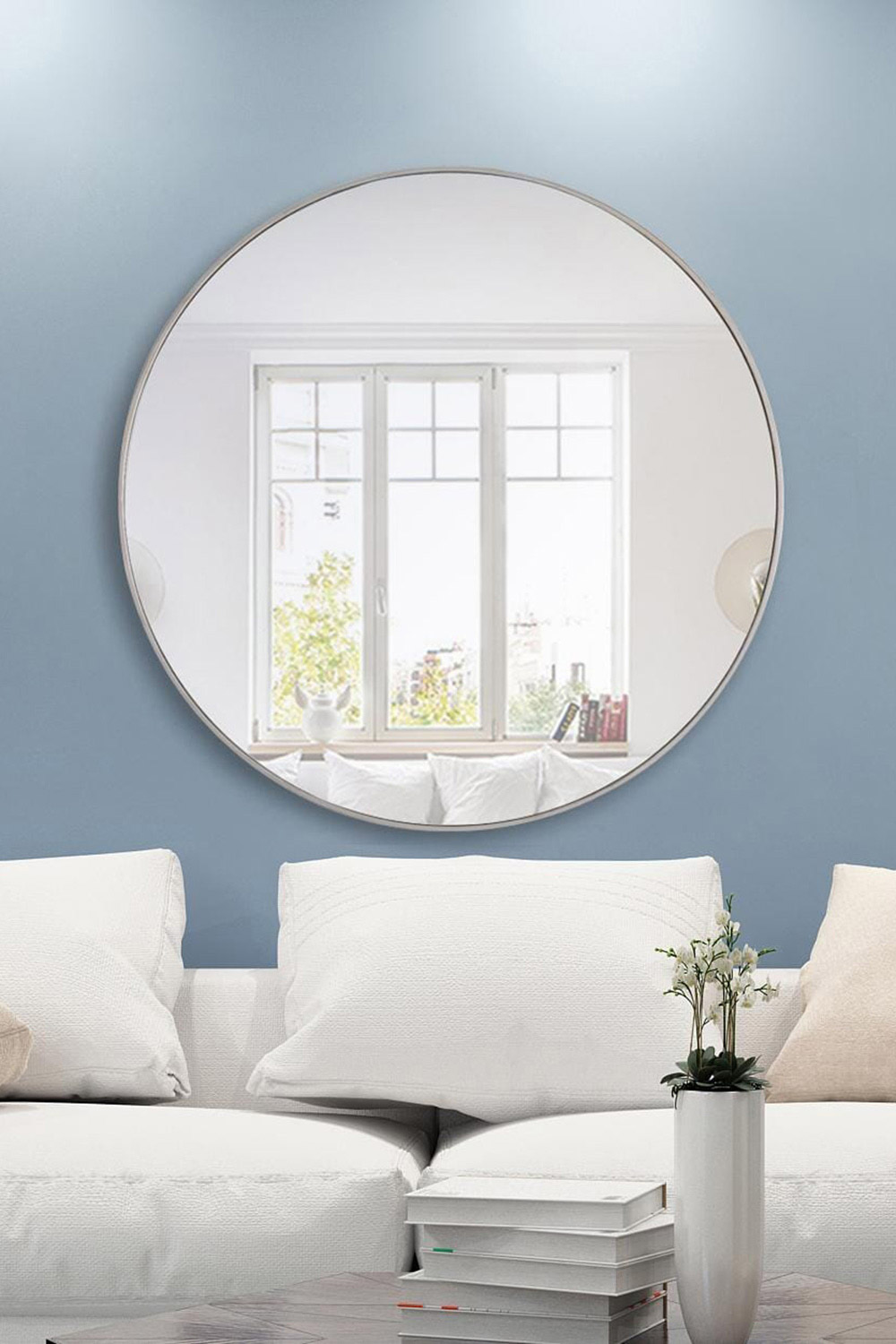 Elegant Wall Mirror - Silver, L 48" (MR4049S)