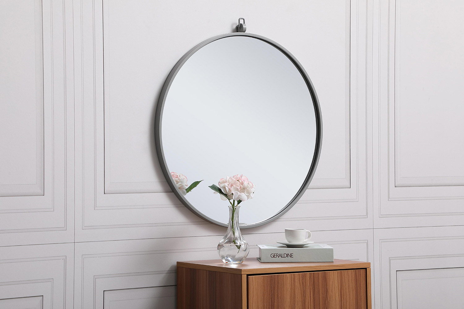 Elegant Wall Mirror - Gray, L 24" (MR4051GR)