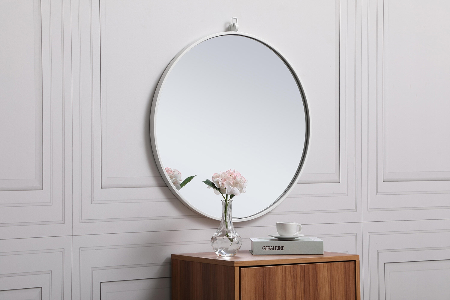 Elegant Wall Mirror - White, L 24" (MR4051WH)