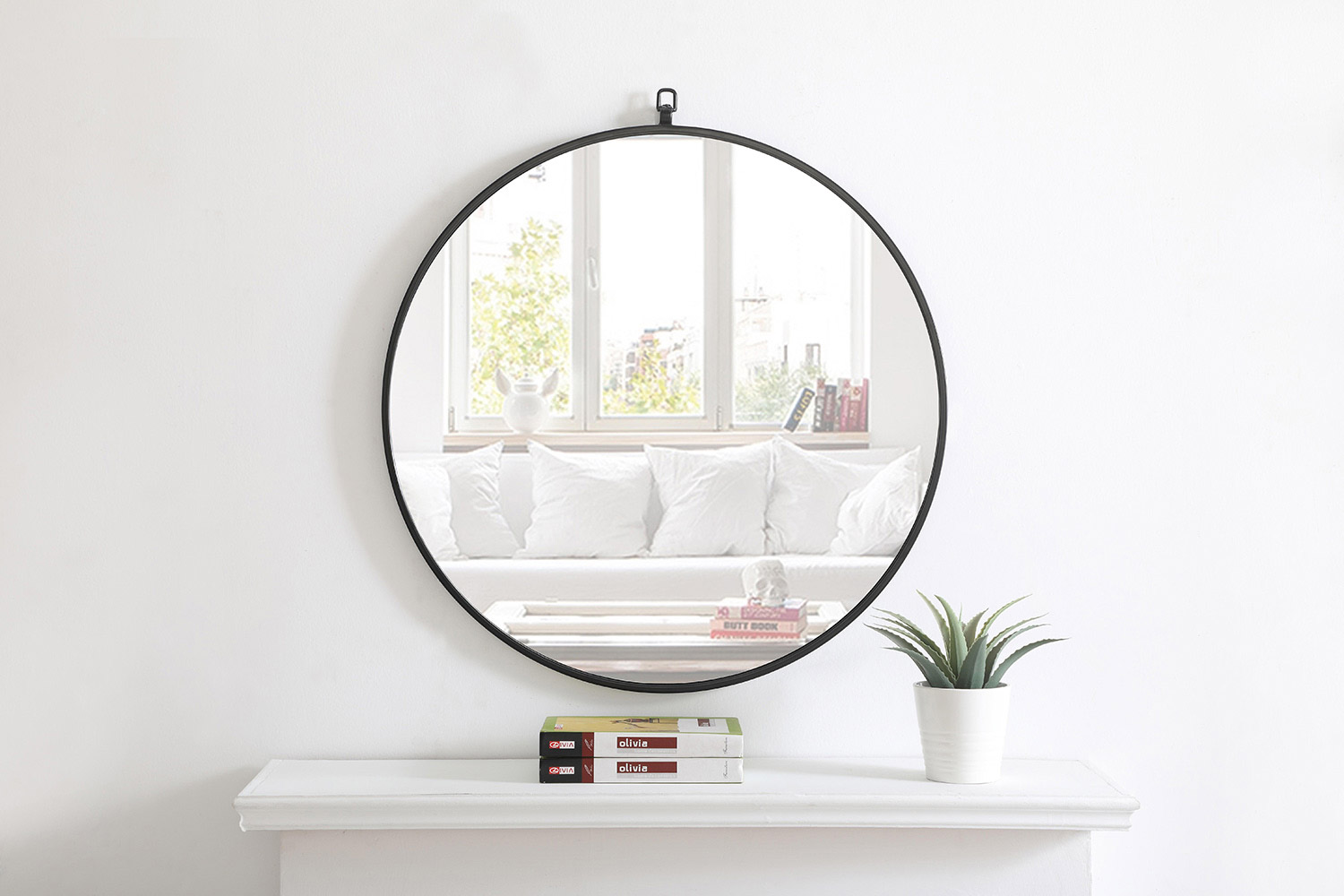 Elegant Wall Mirror - Black, L 28" (MR4054BK)