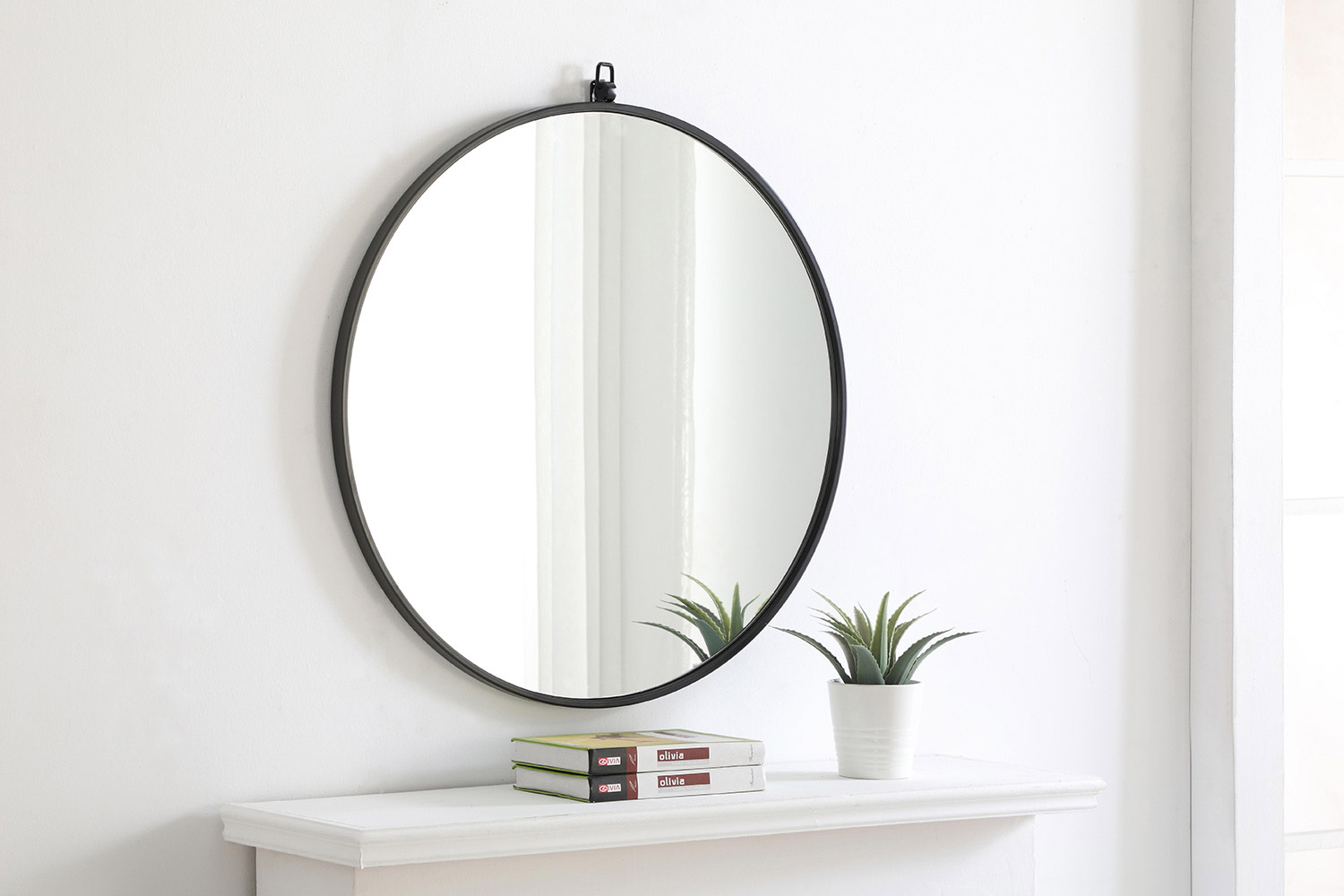 Elegant Wall Mirror - Black, L 28" (MR4054BK)