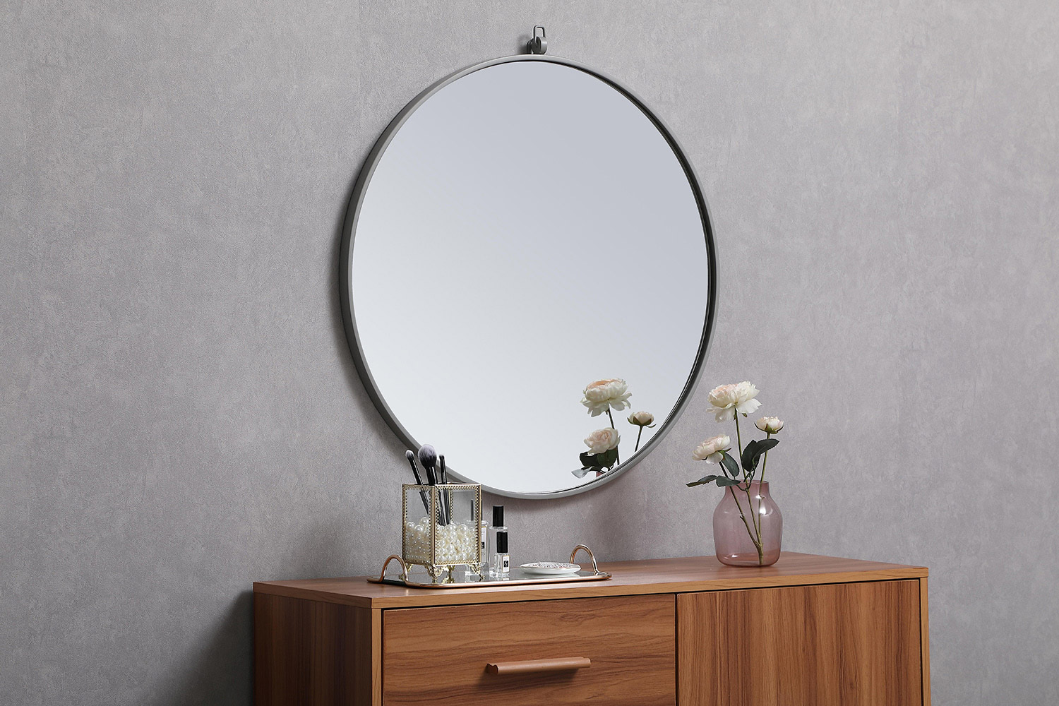 Elegant Wall Mirror - Gray, L 28" (MR4054GR)