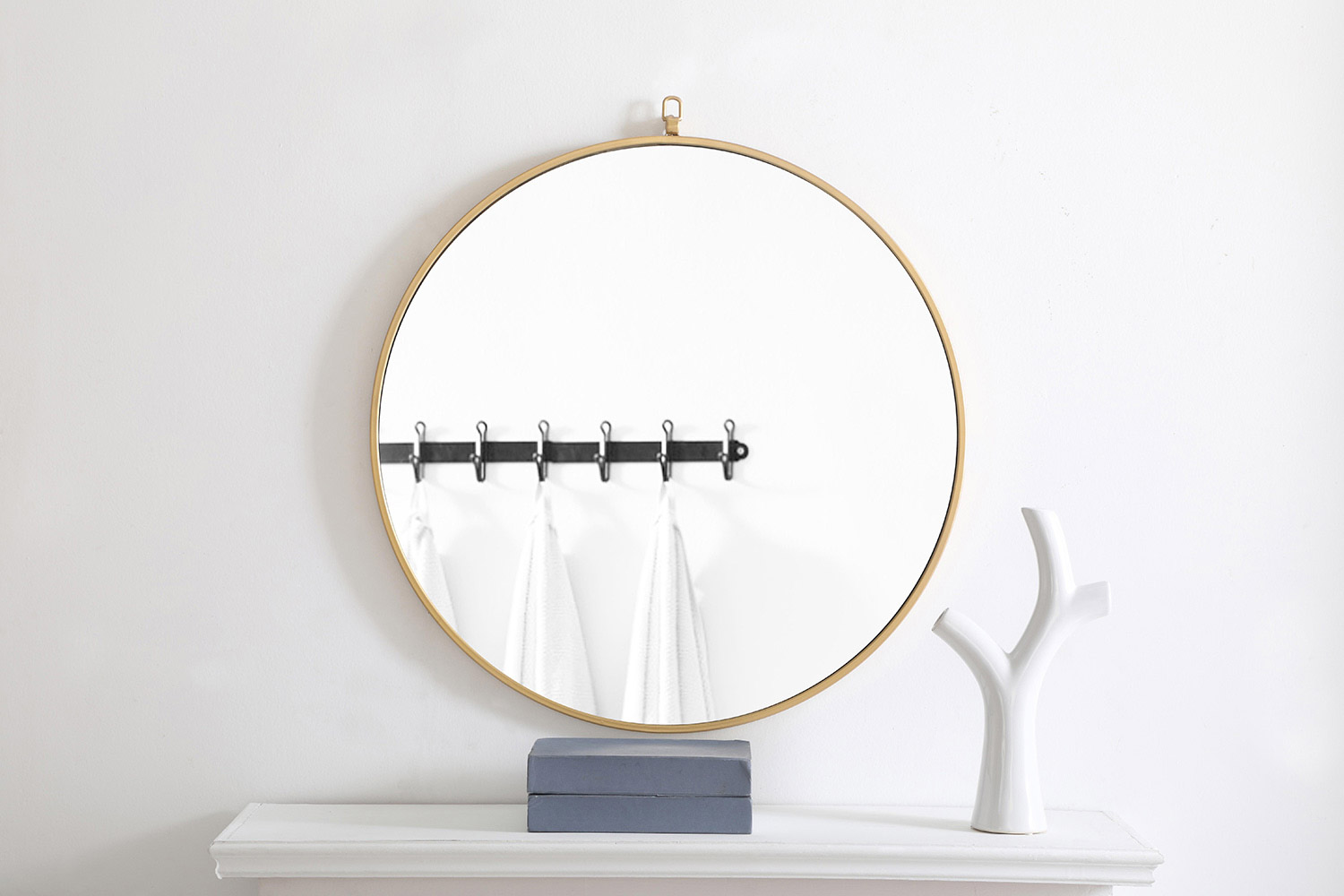 Elegant Wall Mirror - Brass, L 28" (MR4055BR)