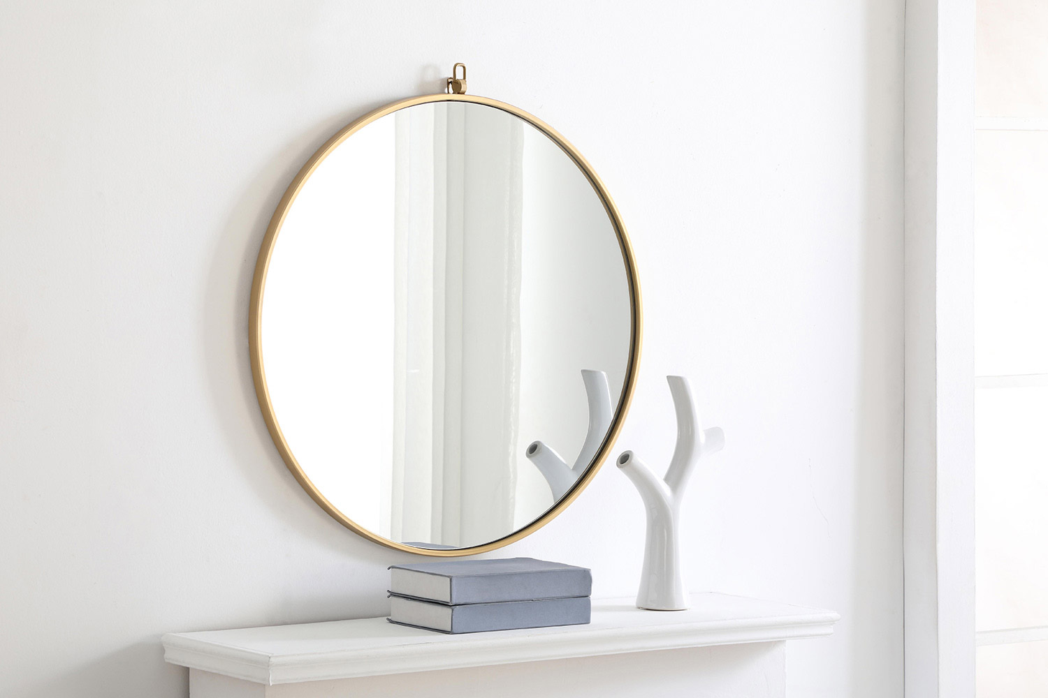 Elegant Wall Mirror - Brass, L 28" (MR4055BR)