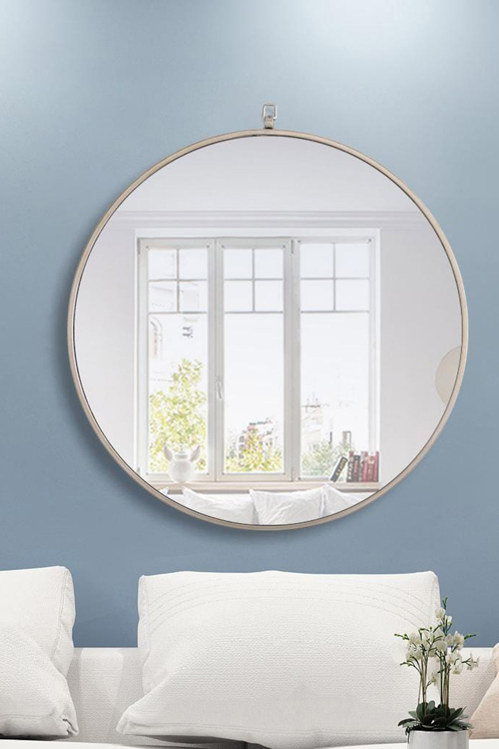 Elegant Wall Mirror - Silver, L 28" (MR4056S)