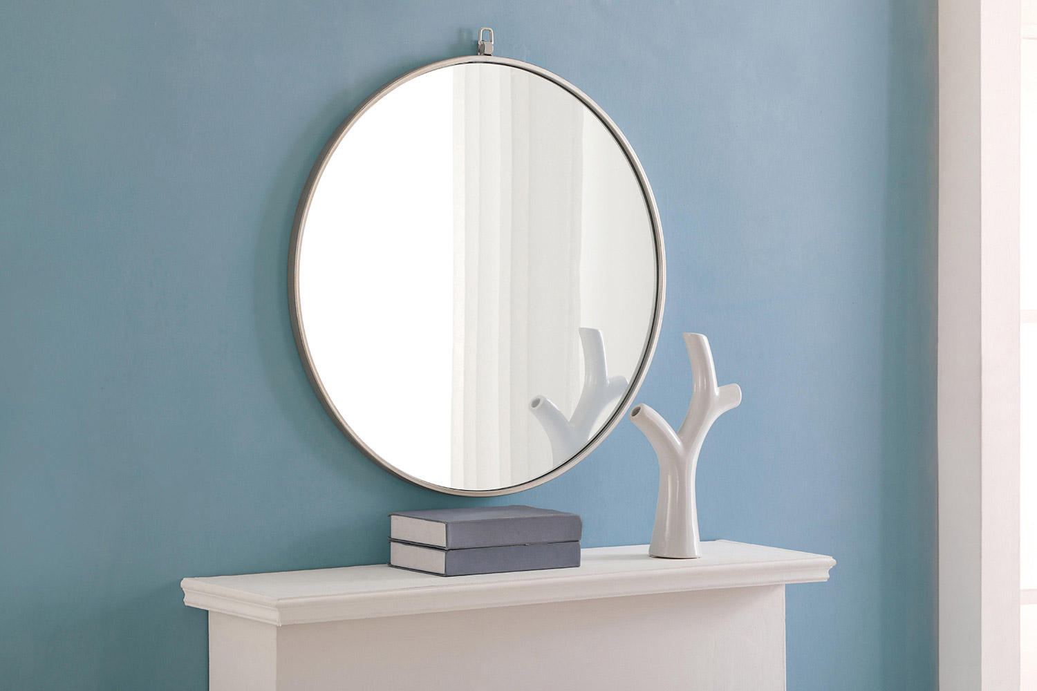 Elegant Wall Mirror - Silver, L 28" (MR4056S)