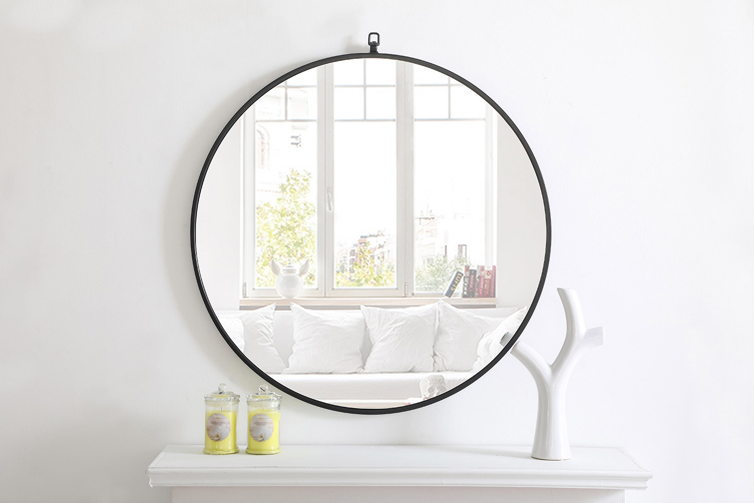 Elegant Wall Mirror - Black, L 32" (MR4057BK)