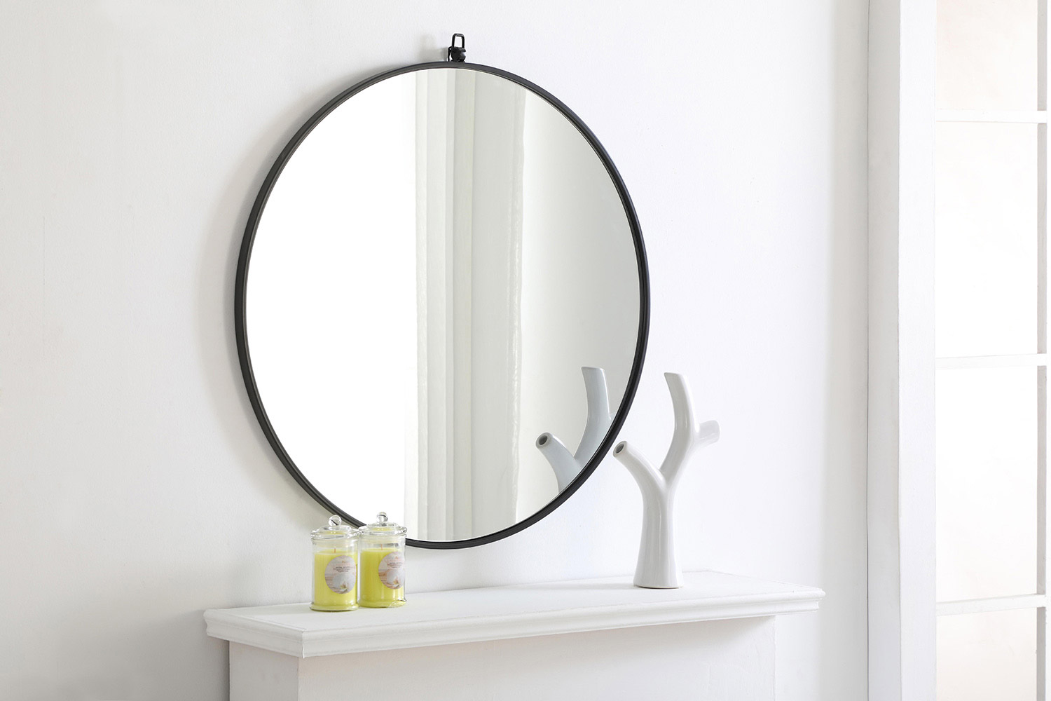 Elegant Wall Mirror - Black, L 32" (MR4057BK)