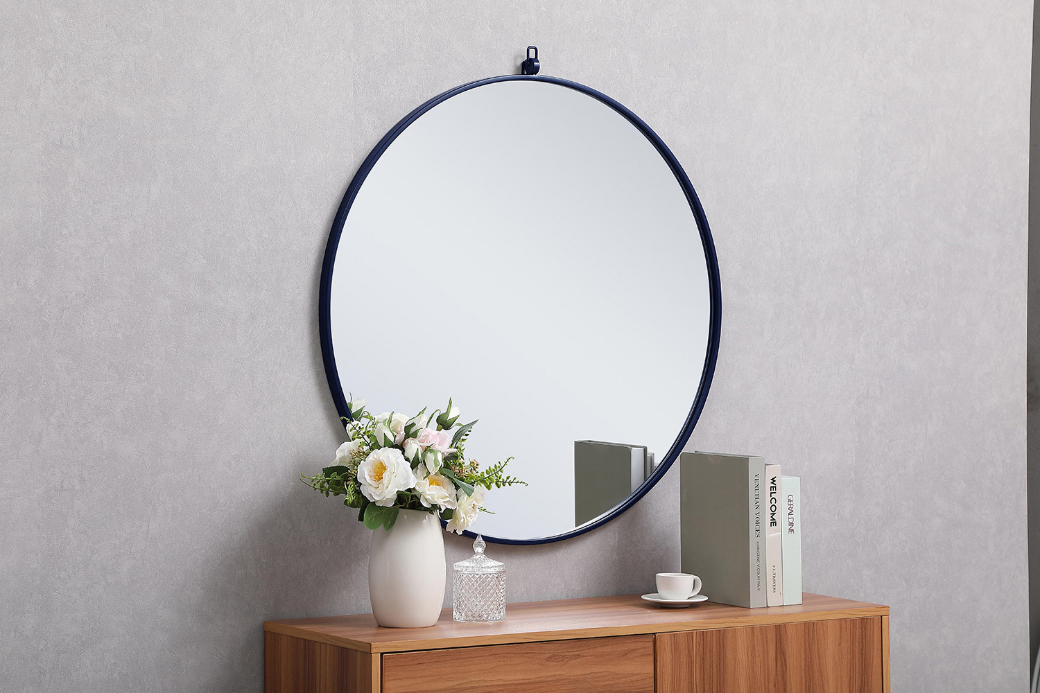 Elegant Wall Mirror - Blue, L 32" (MR4057BL)