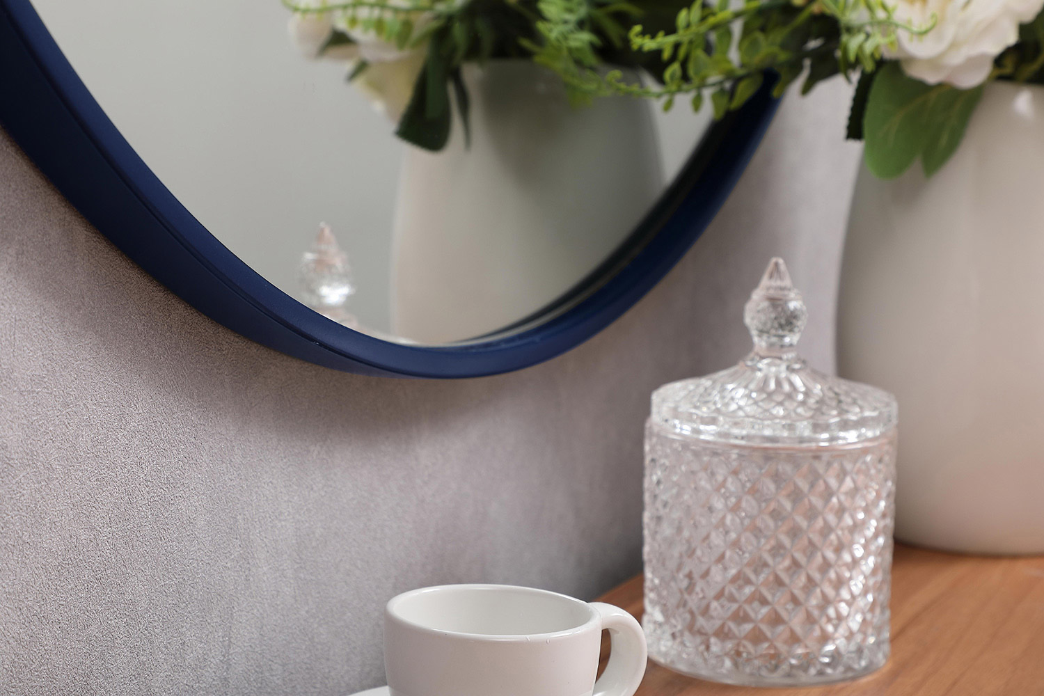 Elegant Wall Mirror - Blue, L 32" (MR4057BL)