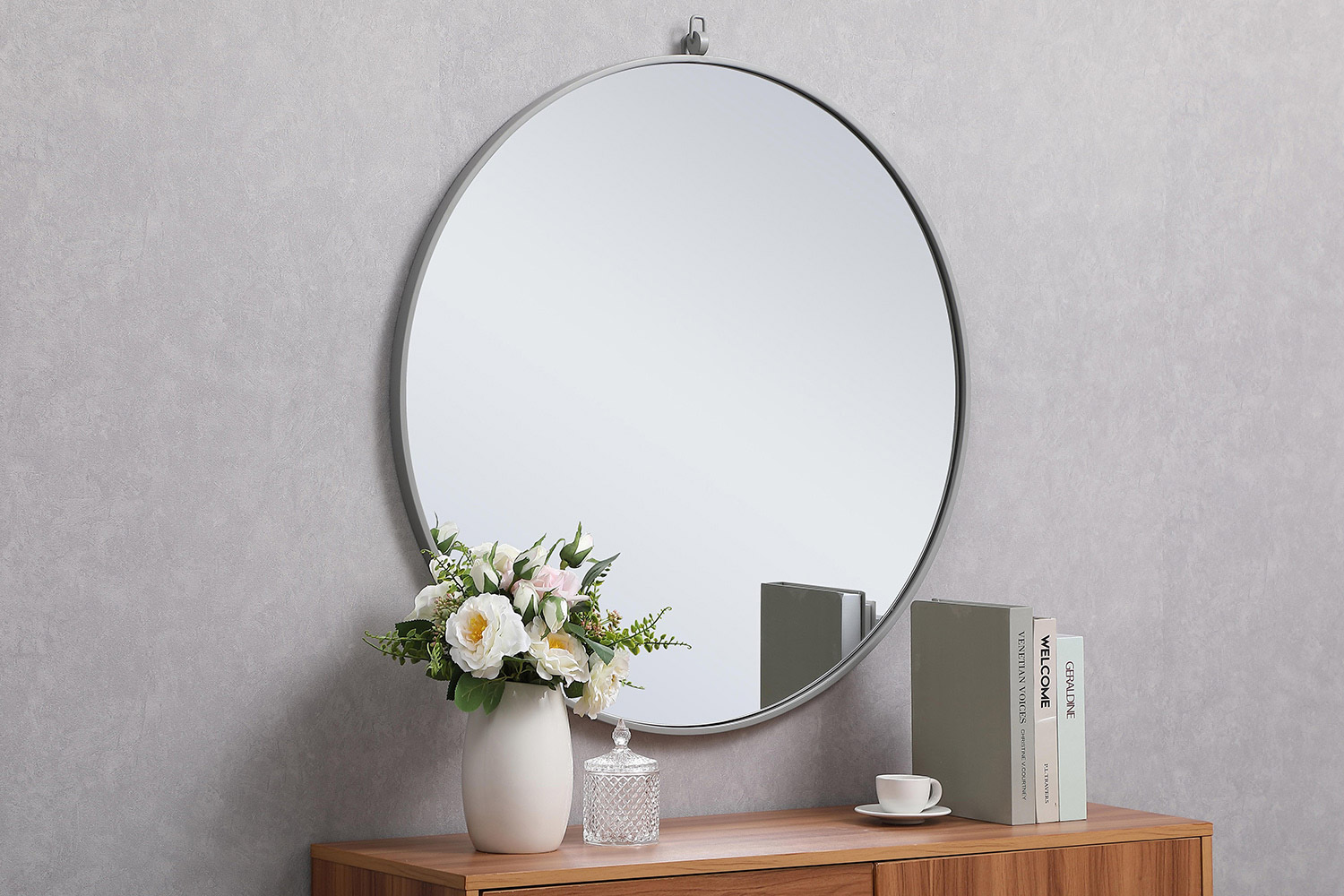 Elegant Wall Mirror - Gray, L 32" (MR4057GR)