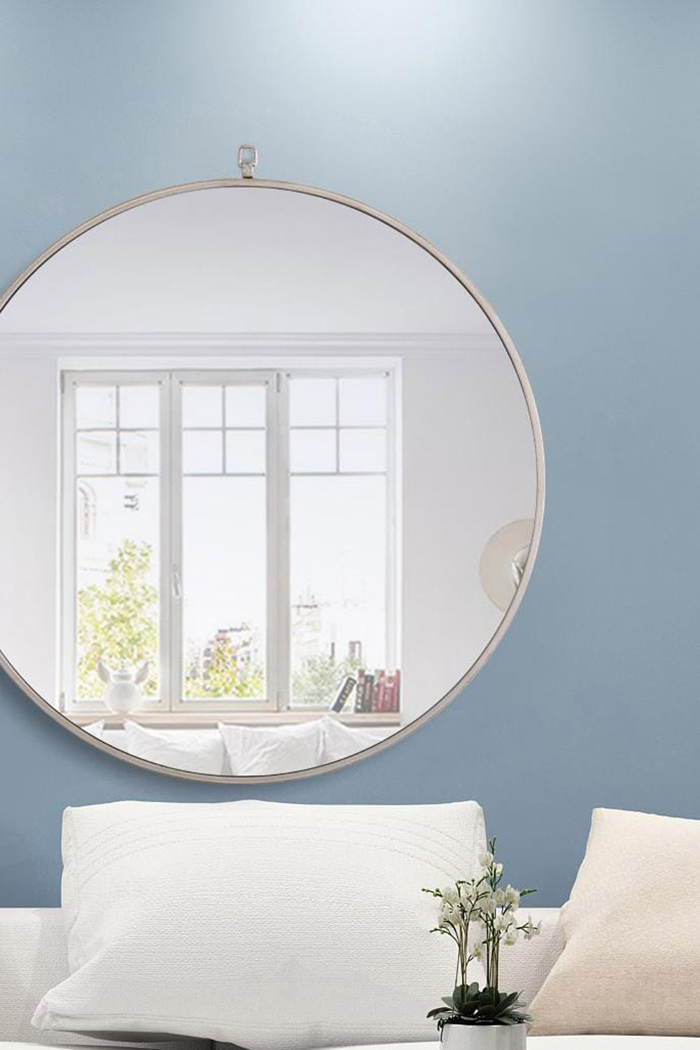 Elegant Wall Mirror - Silver, L 32" (MR4059S)