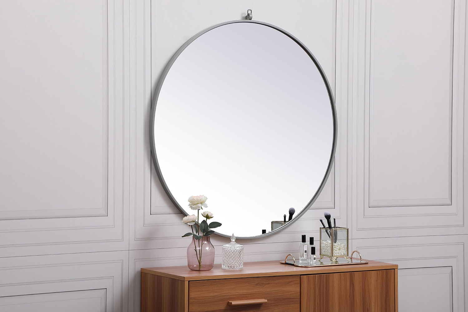 Elegant Wall Mirror - Gray, L 36" (MR4061GR)