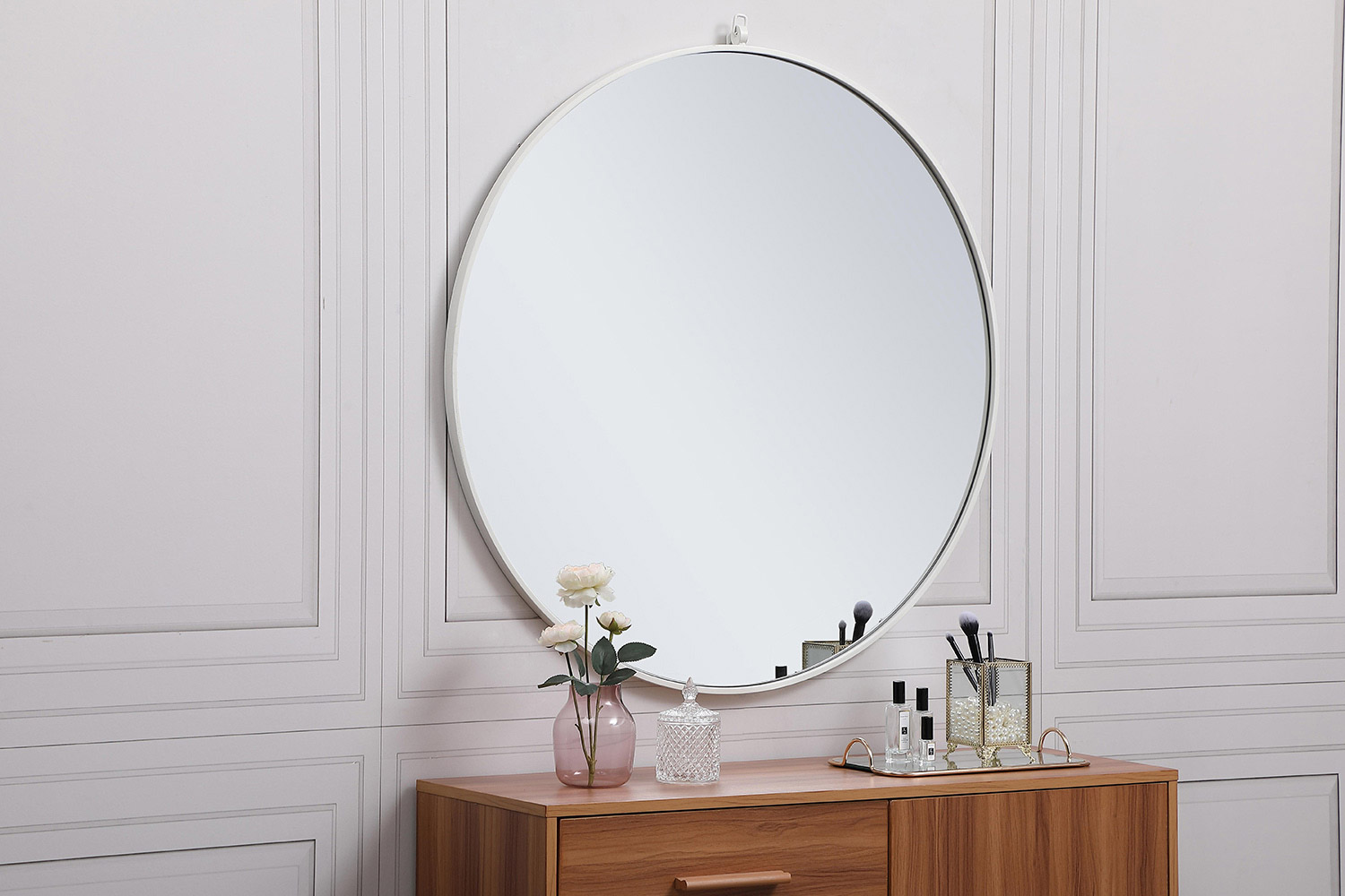 Elegant Wall Mirror - White, L 36" (MR4061WH)