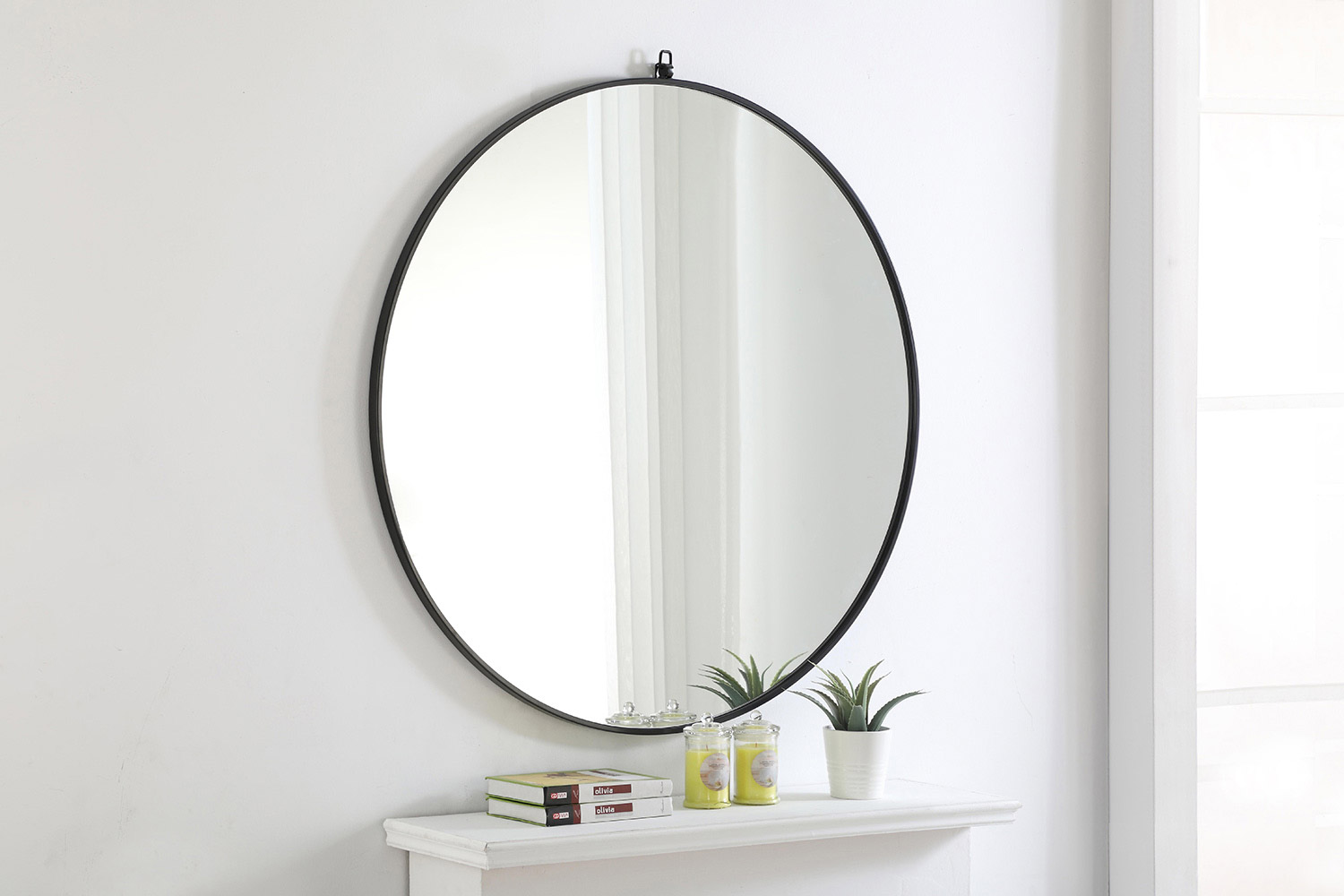 Elegant Wall Mirror - Black, L 42" (MR4064BK)