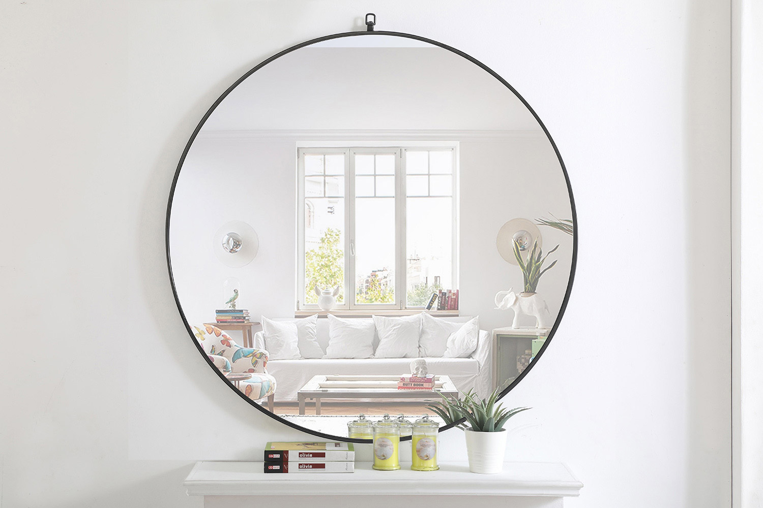 Elegant Wall Mirror - Black, L 48" (MR4067BK)