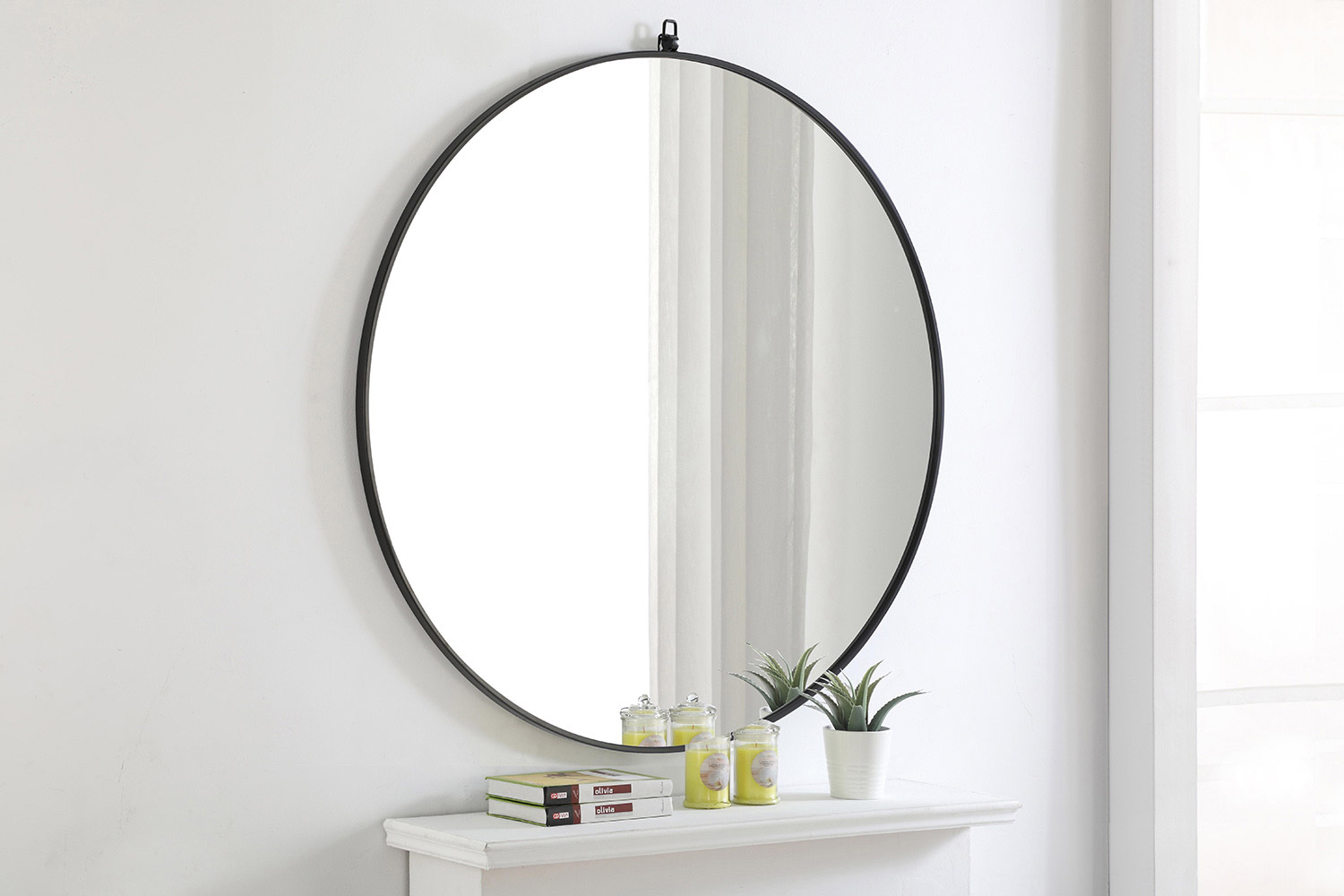 Elegant Wall Mirror - Black, L 48" (MR4067BK)