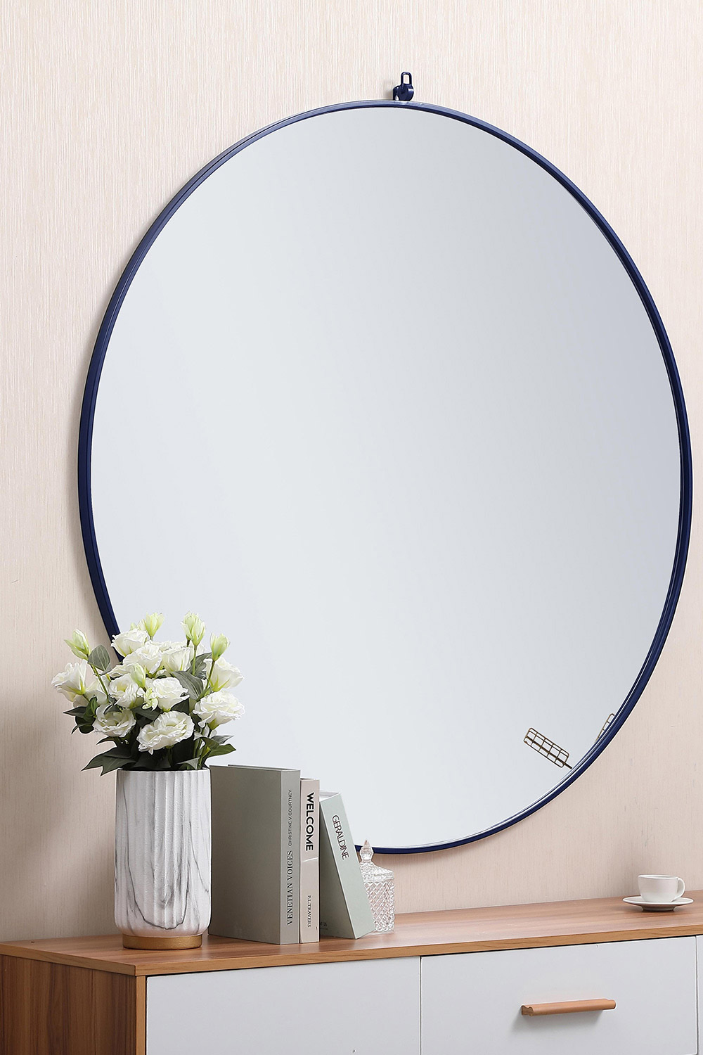 Elegant Wall Mirror - Blue, L 48" (MR4067BL)