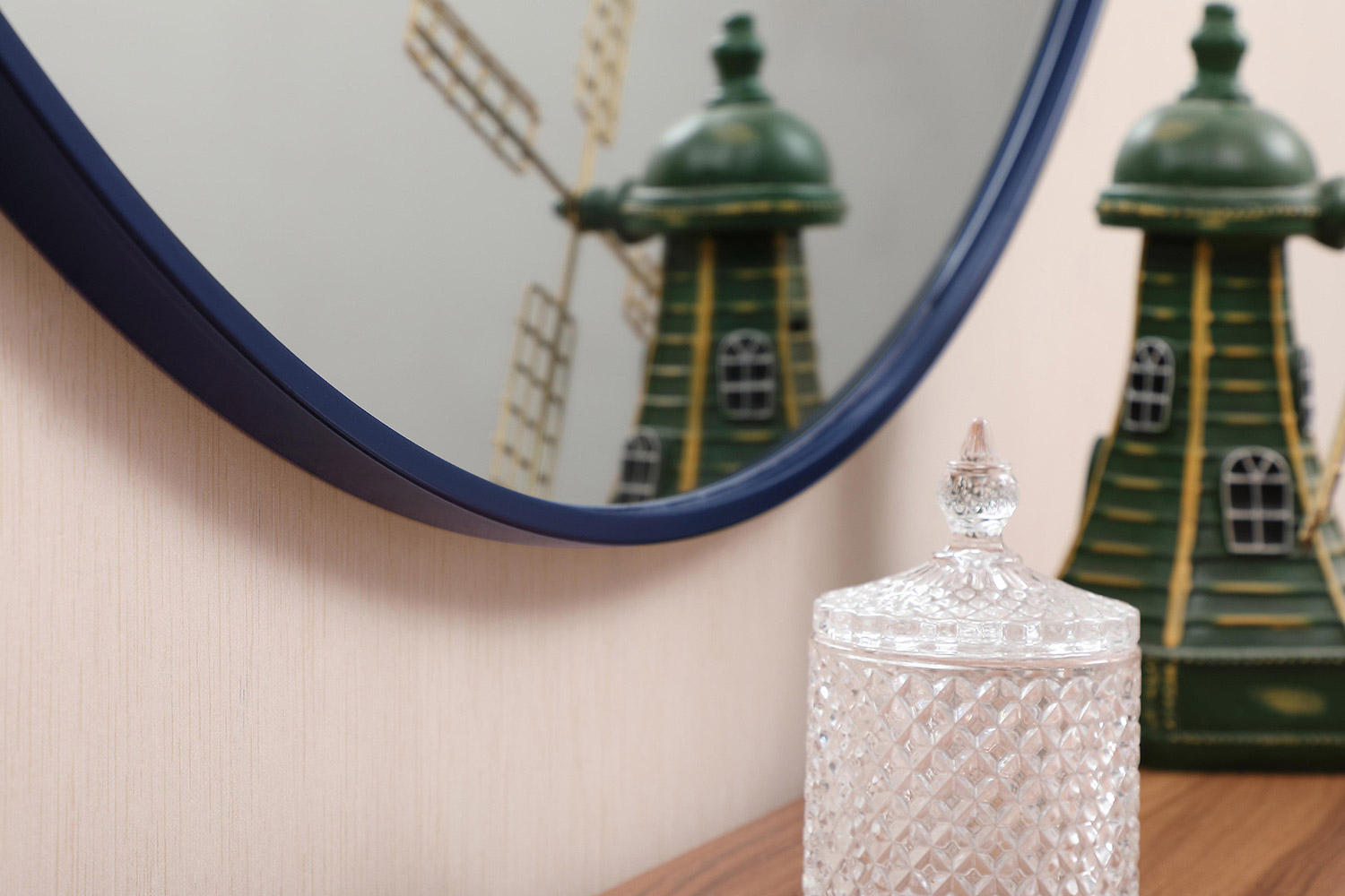 Elegant Wall Mirror - Blue, L 48" (MR4067BL)