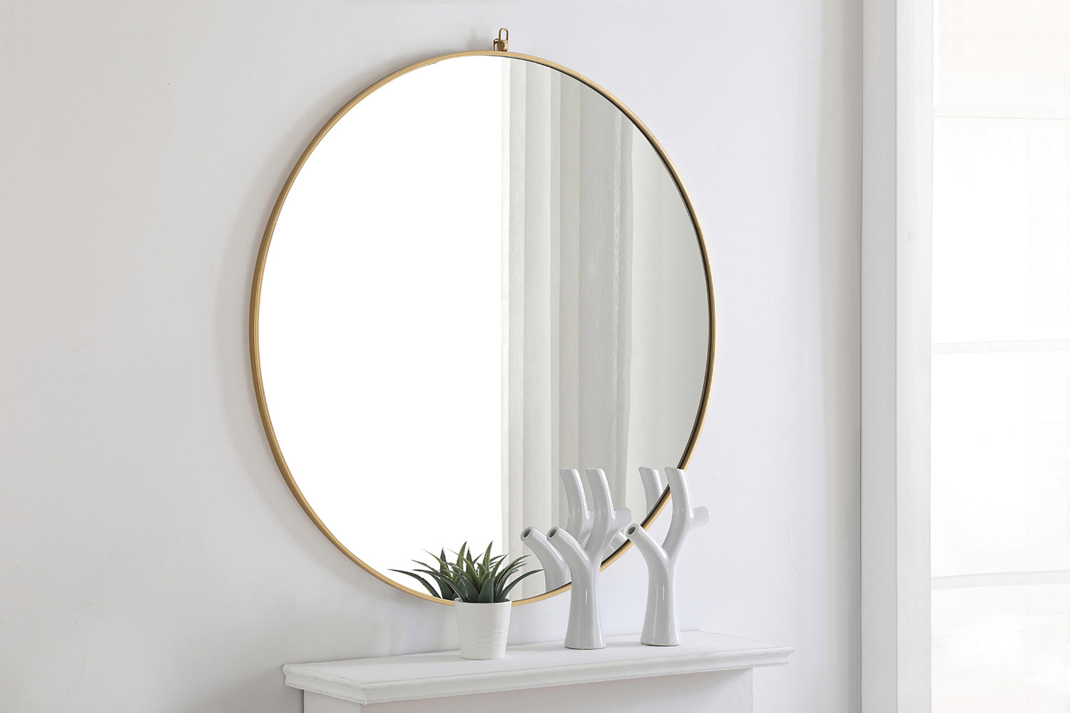 Elegant Wall Mirror - Brass, L 48" (MR4068BR)