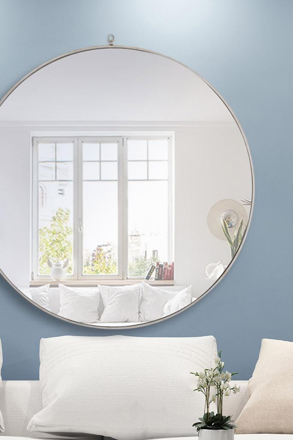 Elegant Wall Mirror - Silver, L 48" (MR4069S)