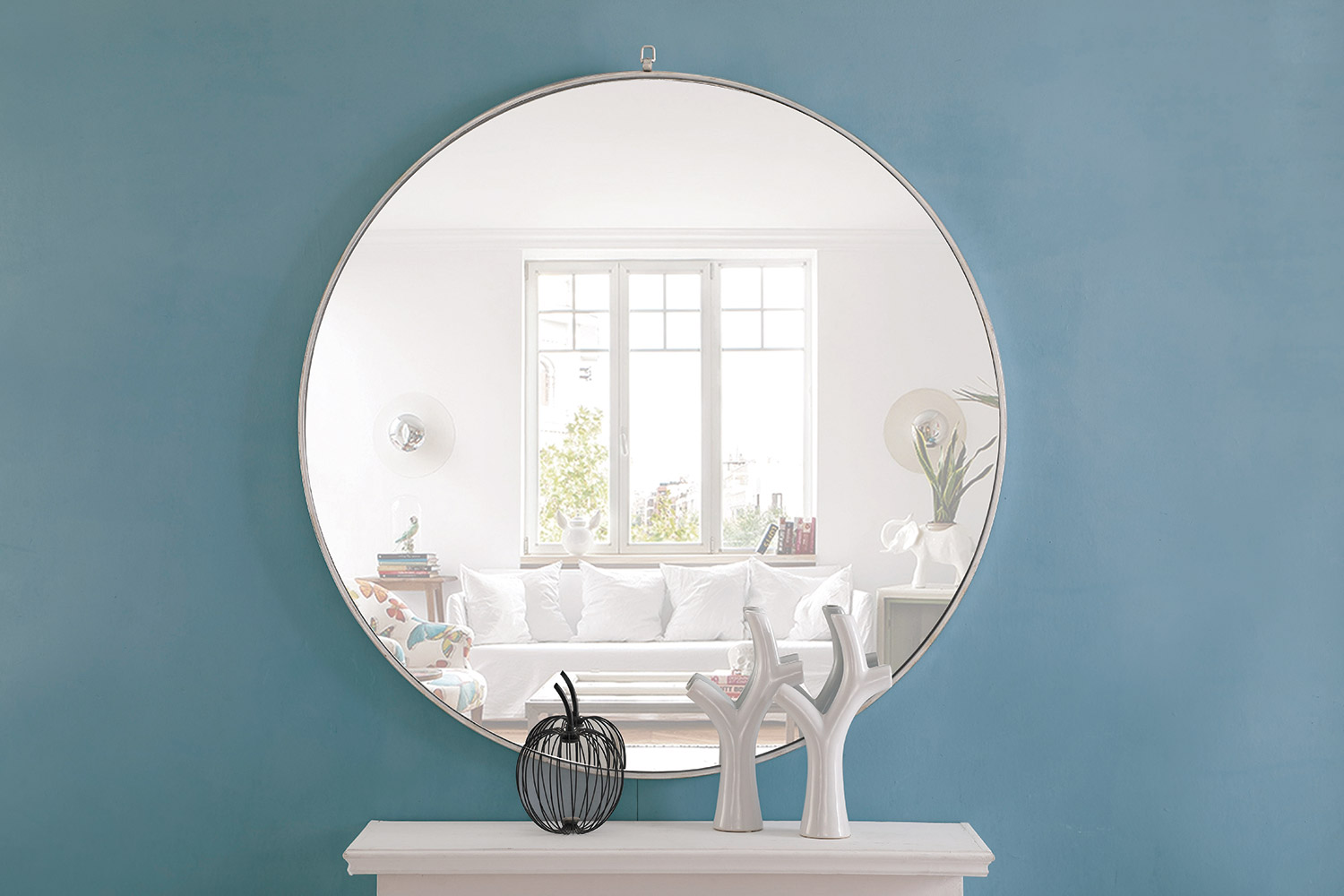 Elegant Wall Mirror - Silver, L 48" (MR4069S)