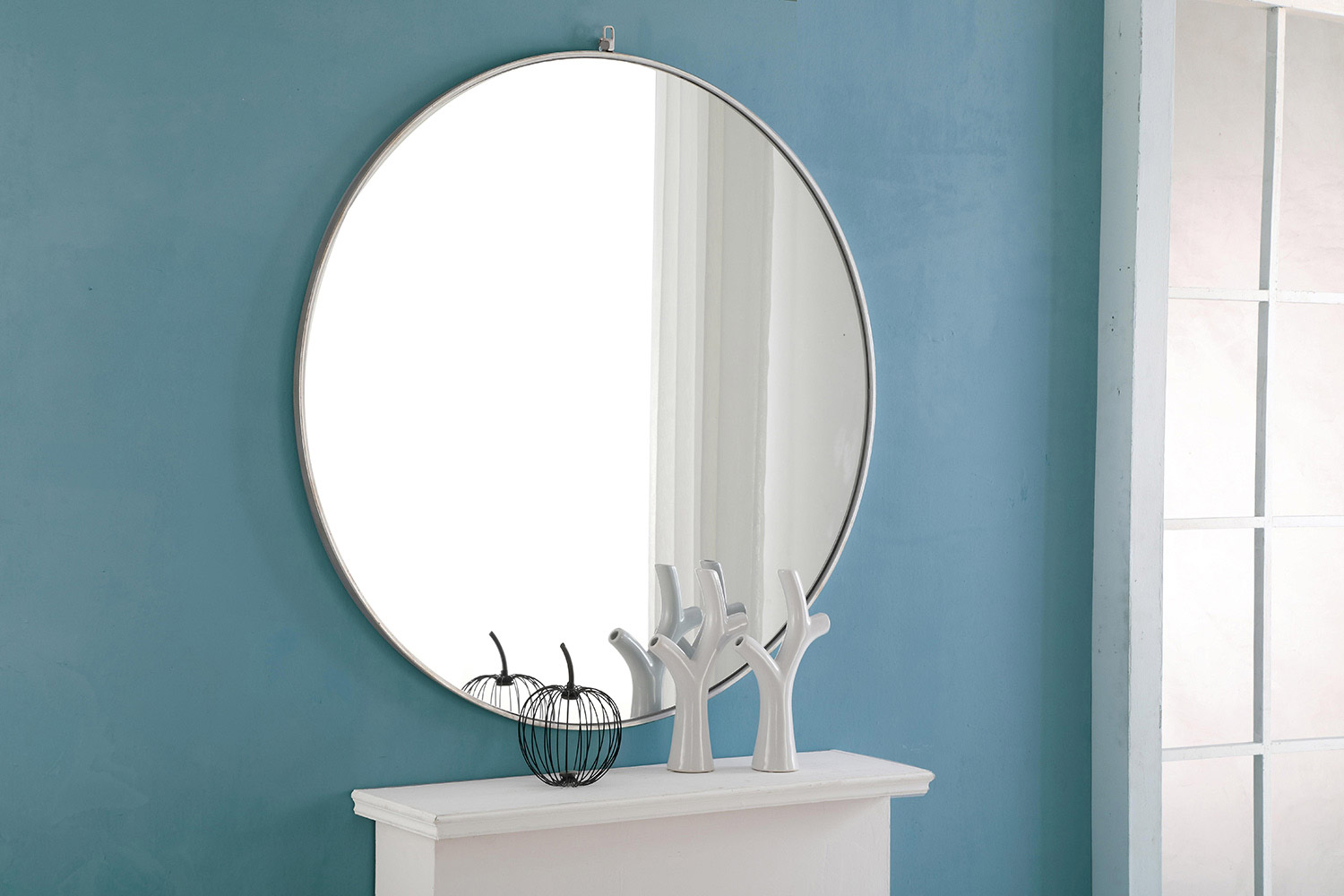 Elegant Wall Mirror - Silver, L 48" (MR4069S)