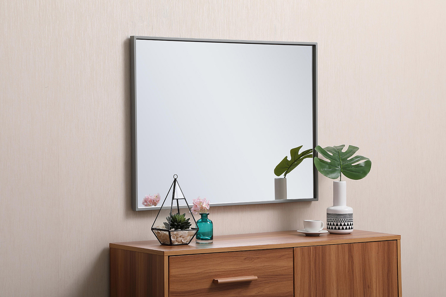 Elegant Wall Mirror - Gray, L 32" (MR4071GR)