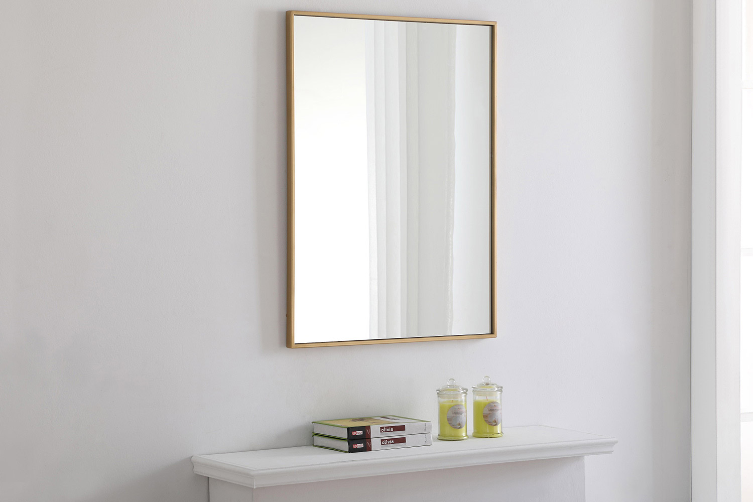 Elegant Wall Mirror - Brass, L 32" (MR4072BR)